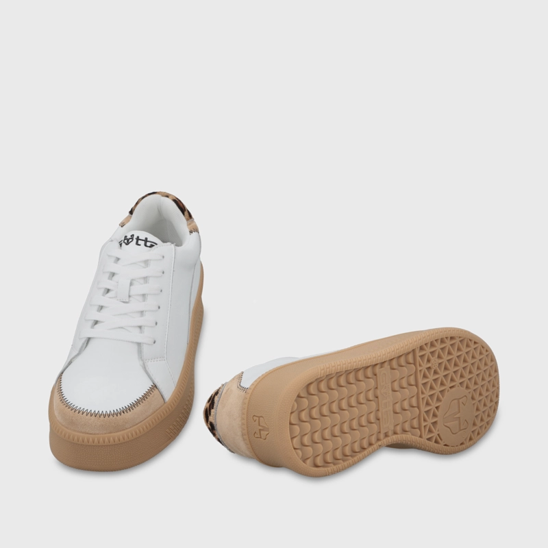 ZAPATILLA CUERO PLATAFORMA BLANCA MUJER 67310 - 7