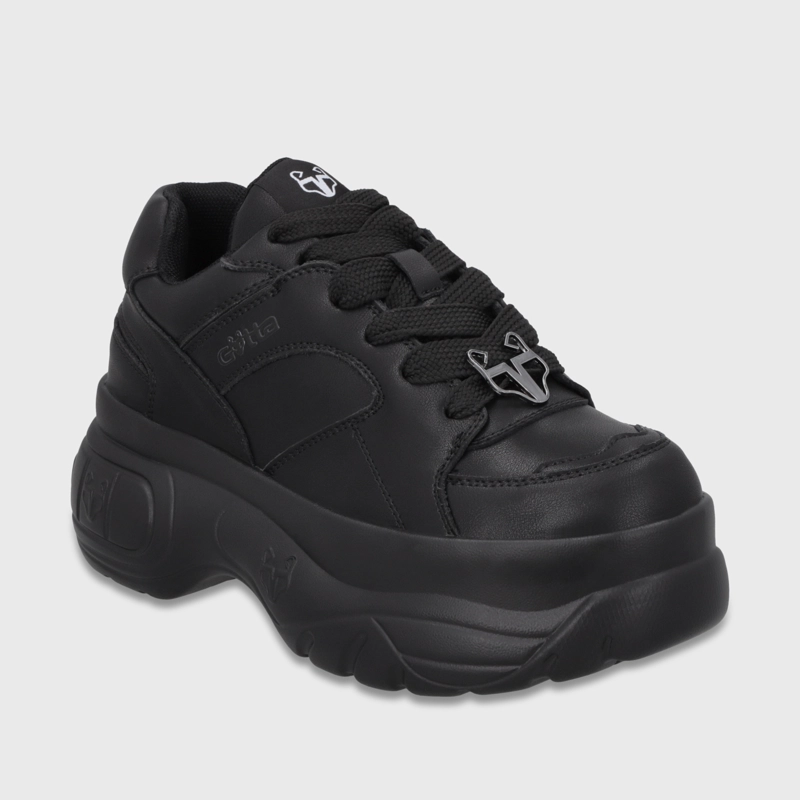 ZAPATILLA PLATAFORMA CUERO NEGRA MUJER 9724A23 - 2