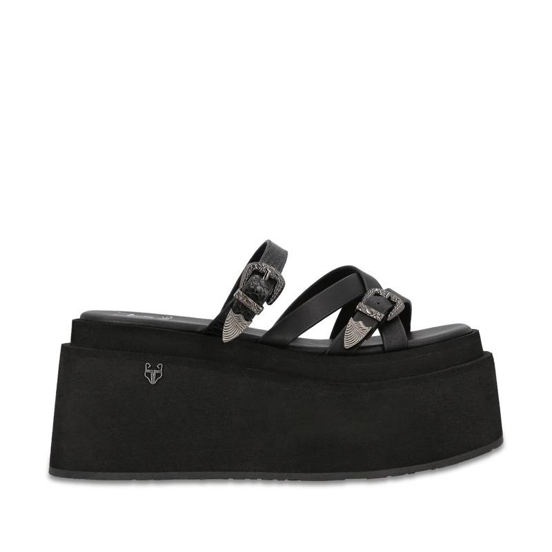 SANDALIA PLATAFORMA NEGRA MUJER BEA - 1