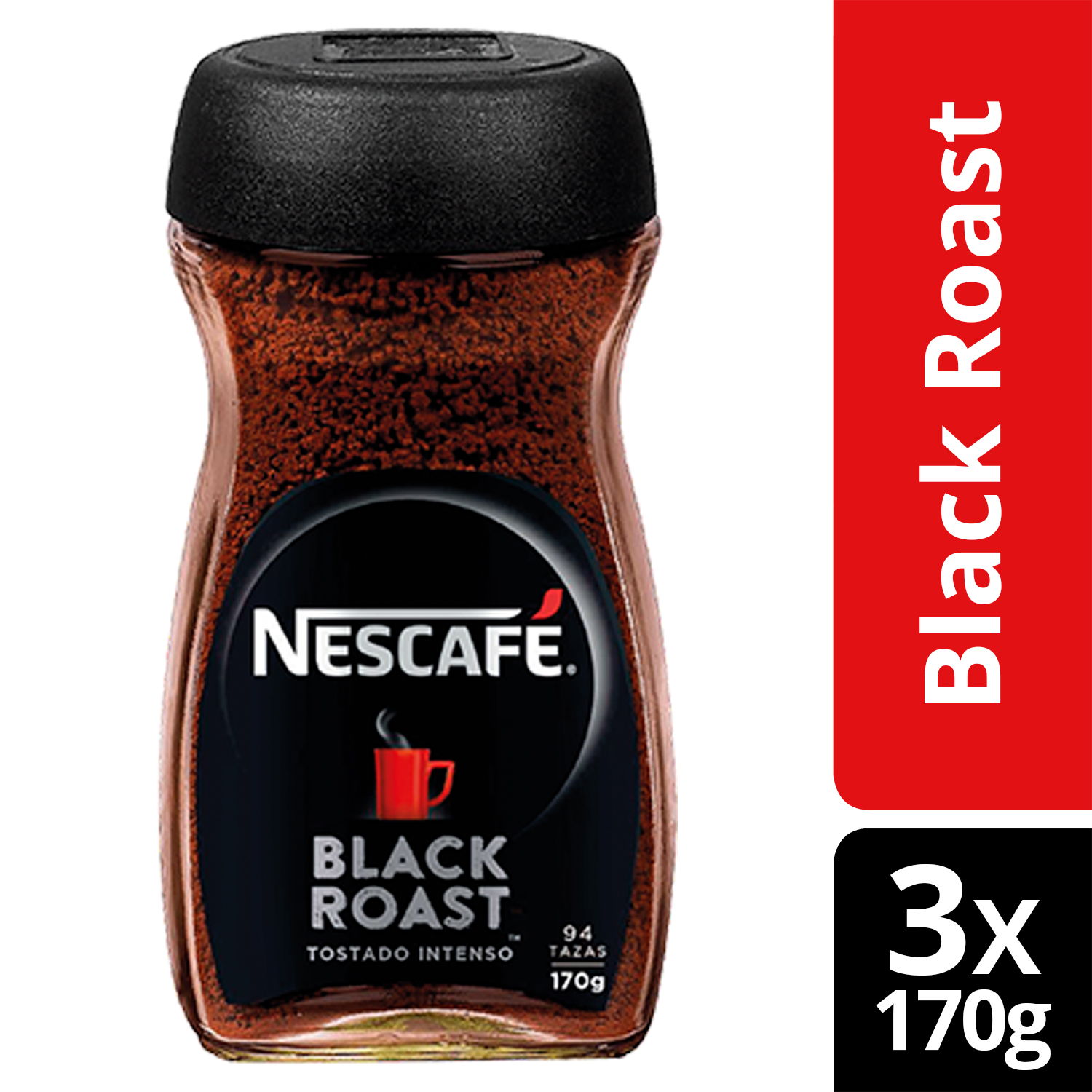 CAFÉ NESCAFÉ BLACK ROAST 170G X3 FRASCOS - 1