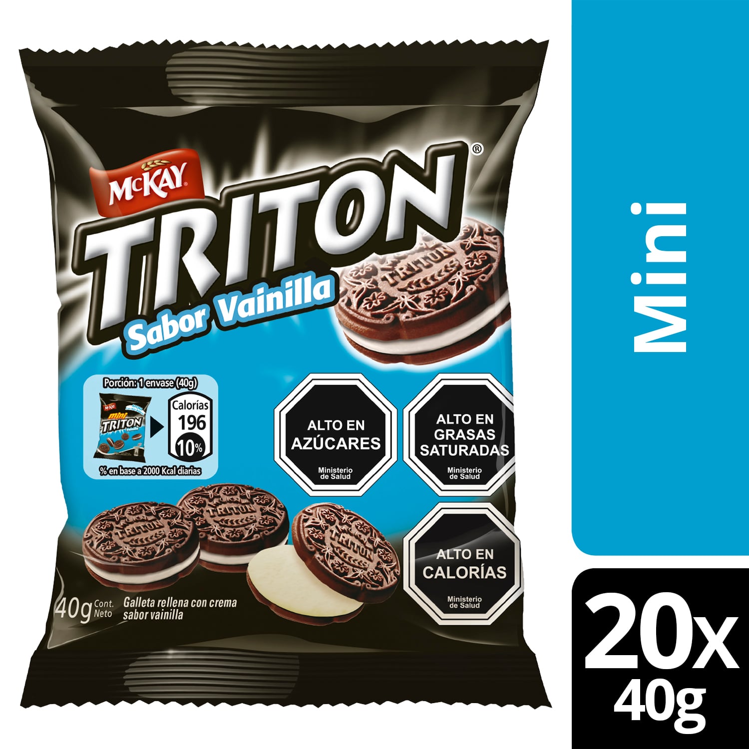 GALLETA SANDWICH TRITON MINI VAINILLA 40G X20 UNIDADES - 1