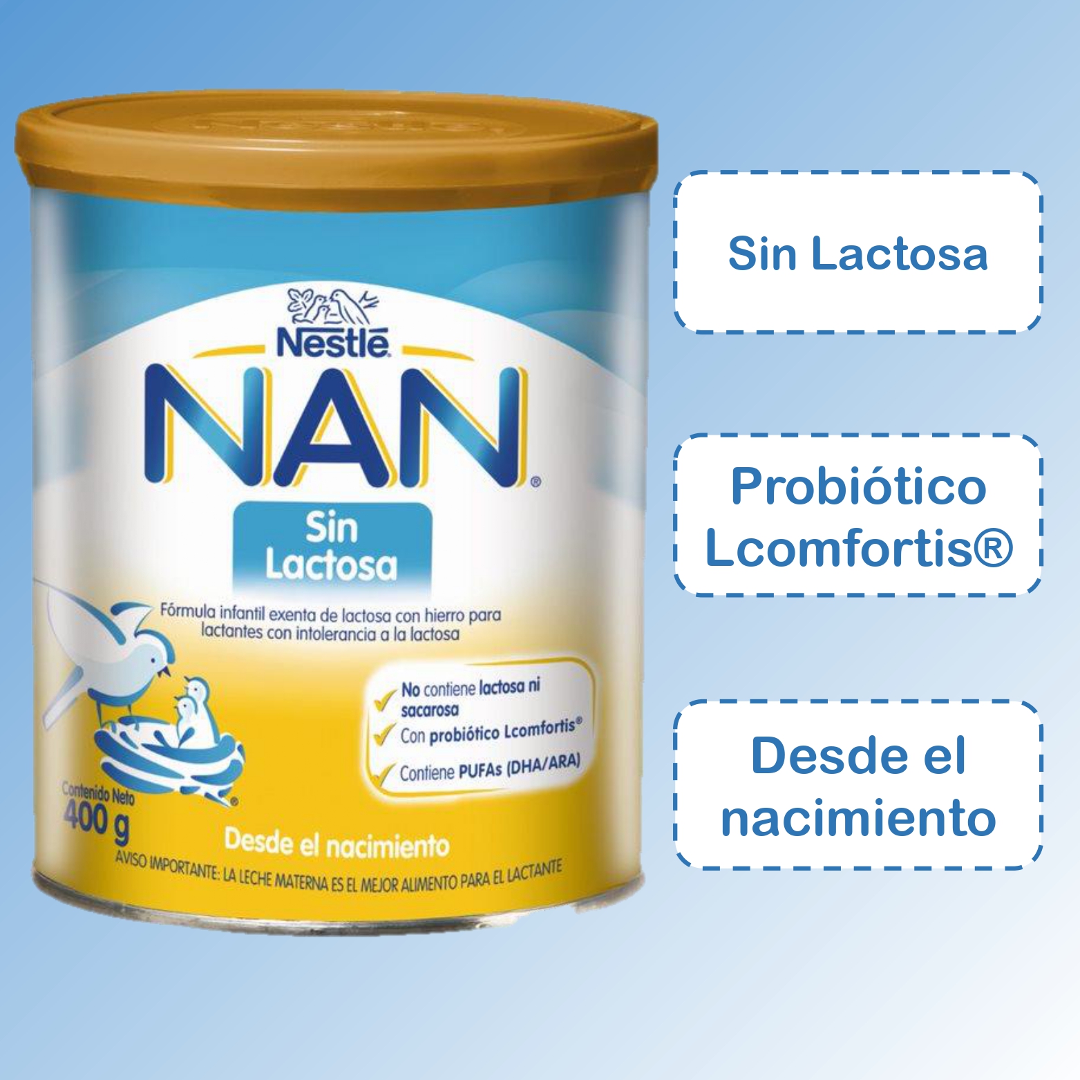 NAN SIN LACTOSA 400G FÓRMULA INFANTIL - 2