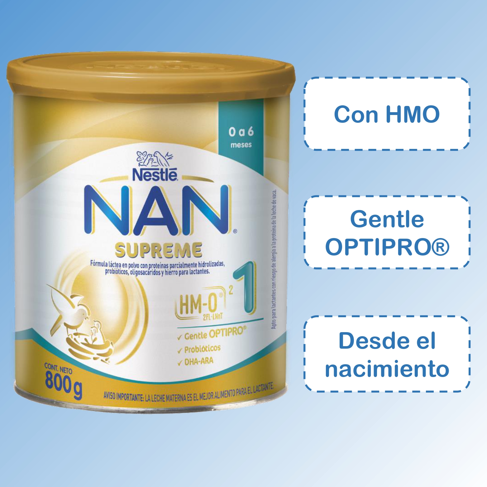 LECHE NAN 1 SUPREME 800G TARRO FORMULA INFANTIL - 2