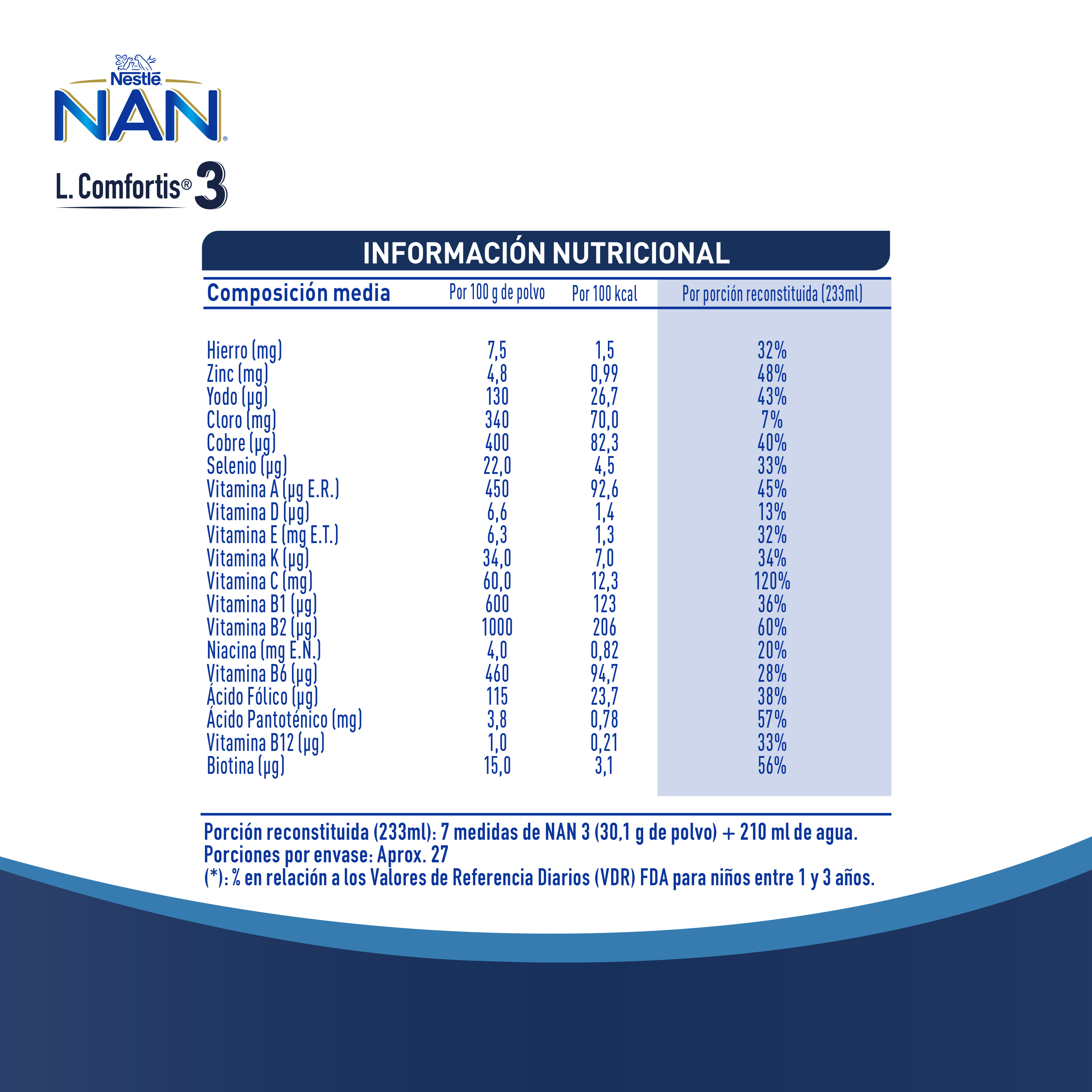 LECHE NAN 3 L COMFORTIS TARRO 800G FÓRMULA INFANTIL - 2
