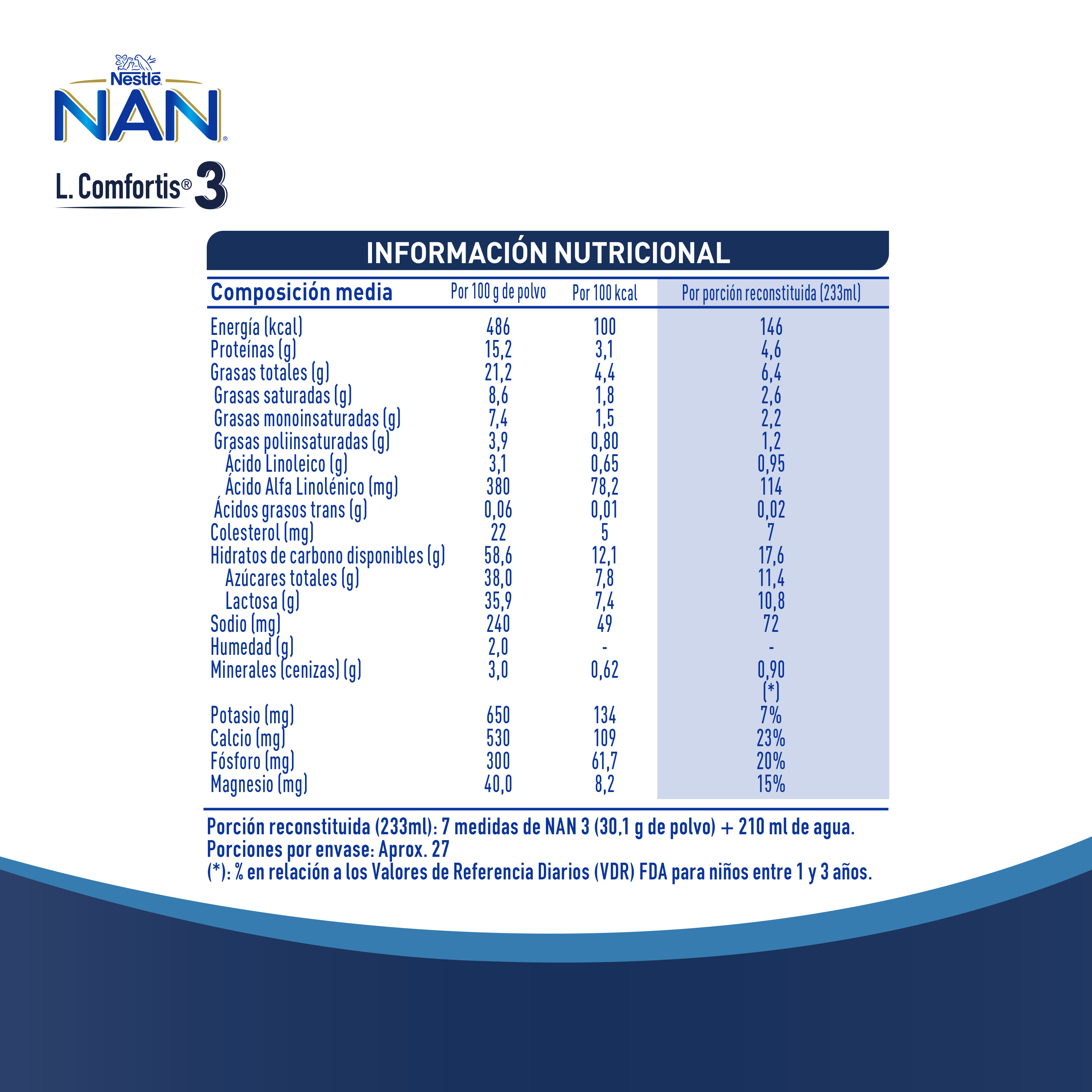 LECHE NAN 3 L COMFORTIS TARRO 800G FÓRMULA INFANTIL - 3