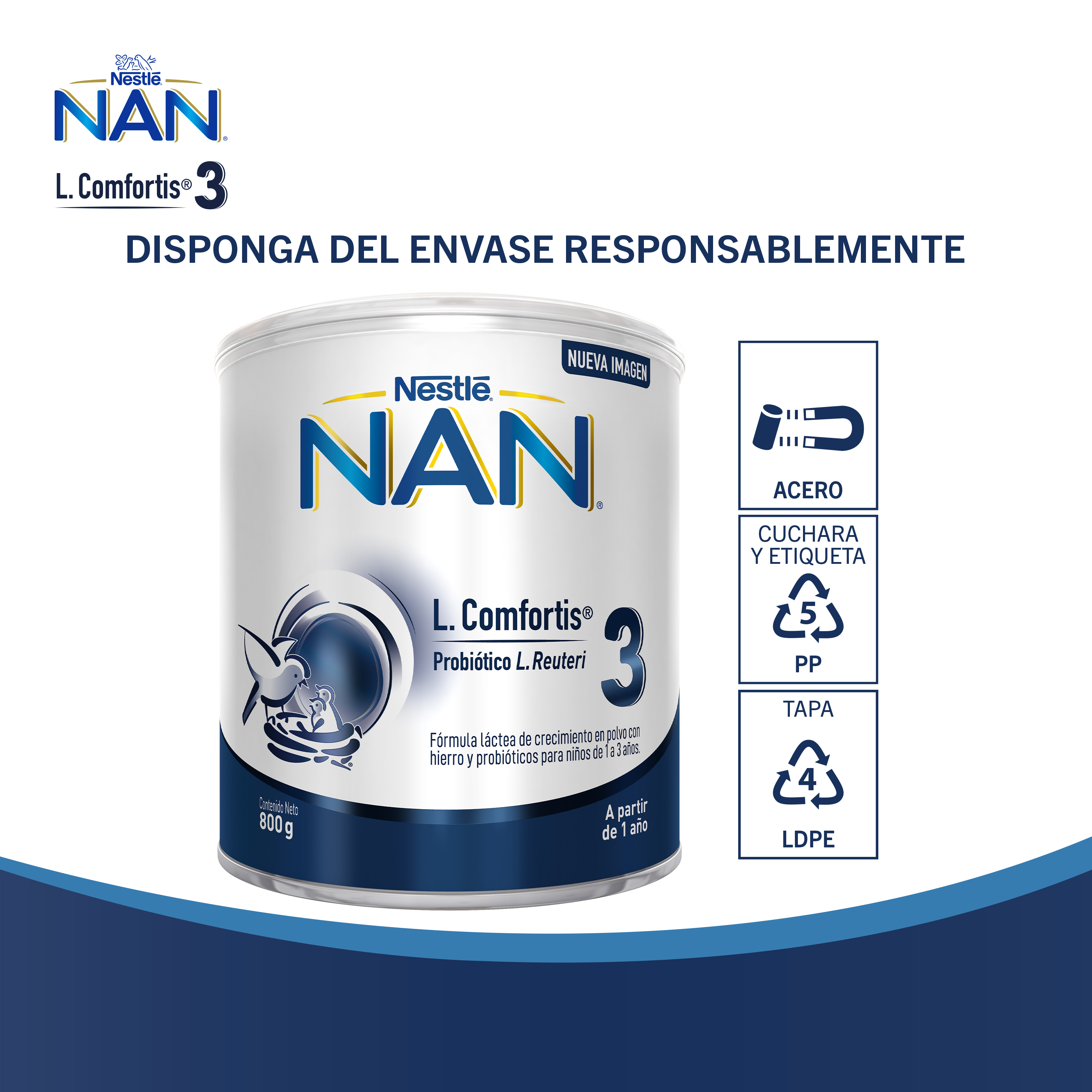 LECHE NAN 3 L COMFORTIS TARRO 800G FÓRMULA INFANTIL - 4