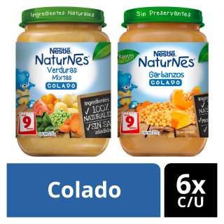 COLADO NESTLÉ 12 UNIDADES 215 GR FRASCO NATURNES VERDURAS MIXTAS GARBANZOS - 1