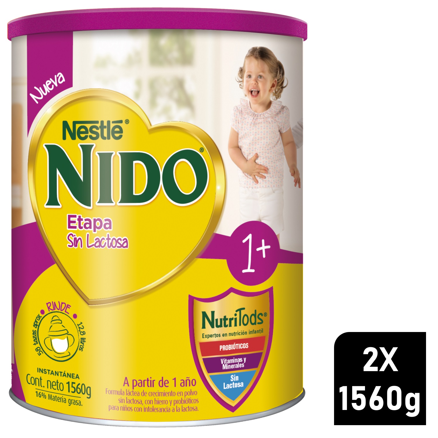 FÓRMULA LÁCTEA NIDO® 1+ SIN LACTOSA 1560G X2 TARROS - 1