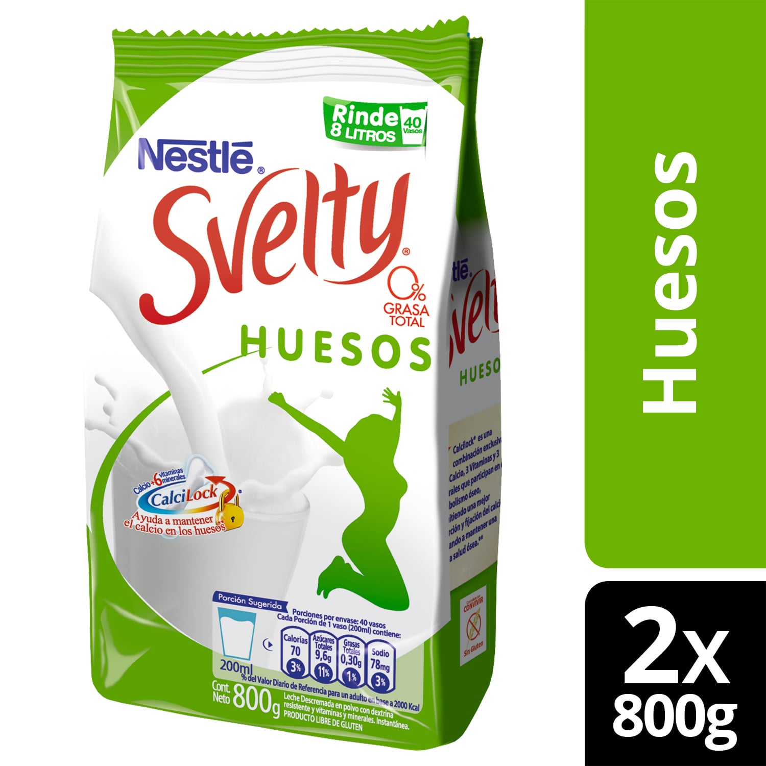 LECHE EN POLVO SVELTY HUESOS CALCILOCK 800G X2 BOLSAS - 1