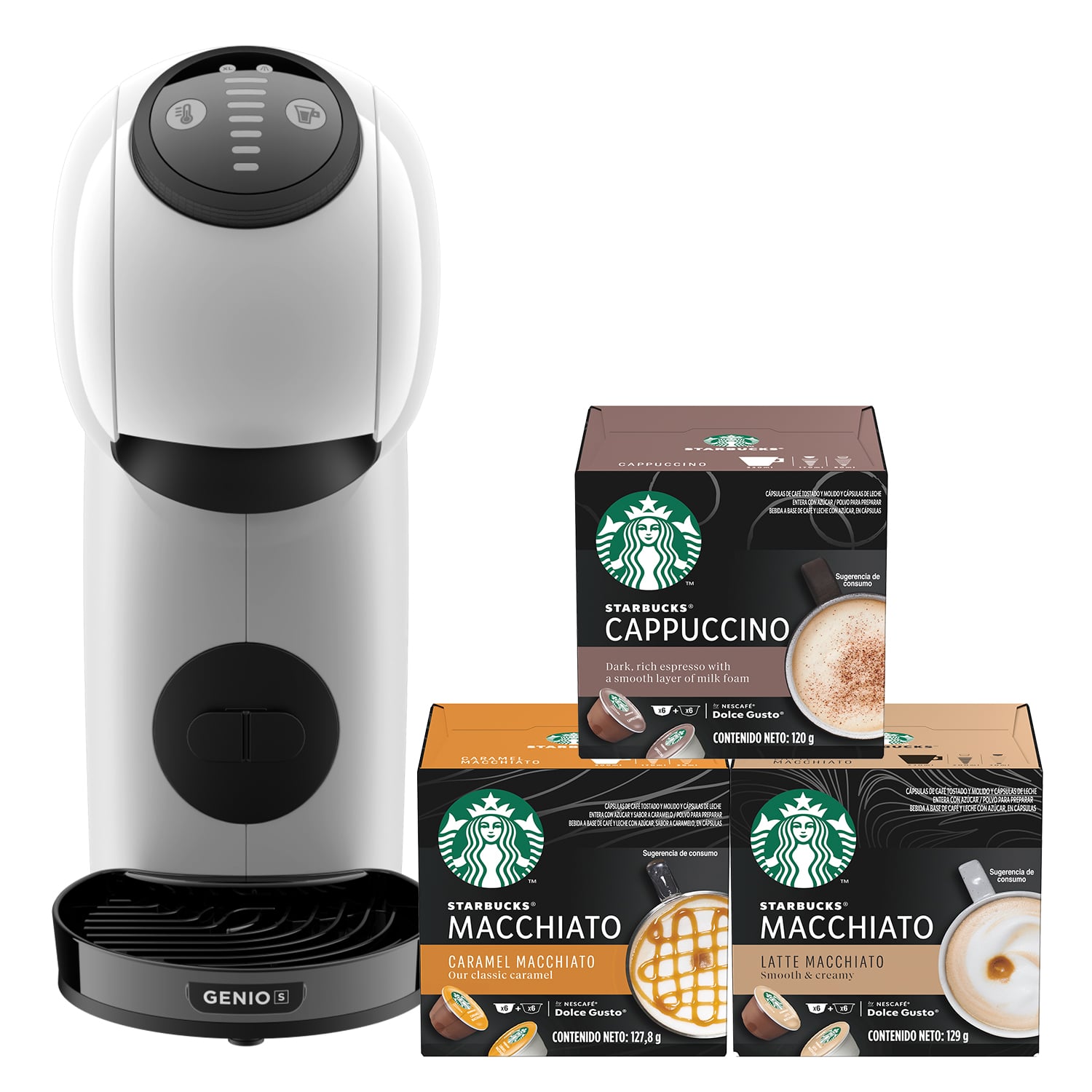 CAFETERA NESCAFÉ DOLCE GUSTO GENIO S WHITE + CÁPSULAS DE CAFÉ