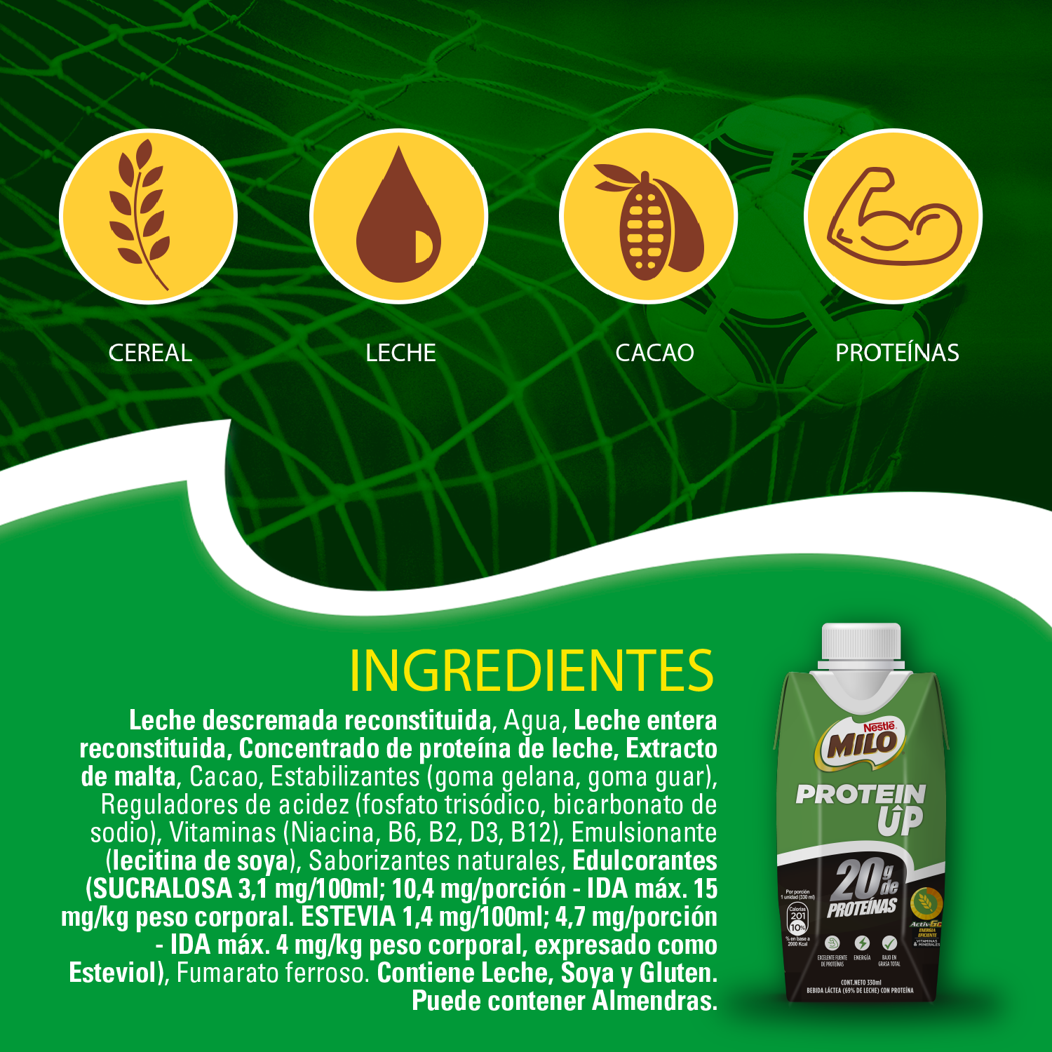 Pack 6 Leche con Chocolate MILO® Protein Up 330ml - 2