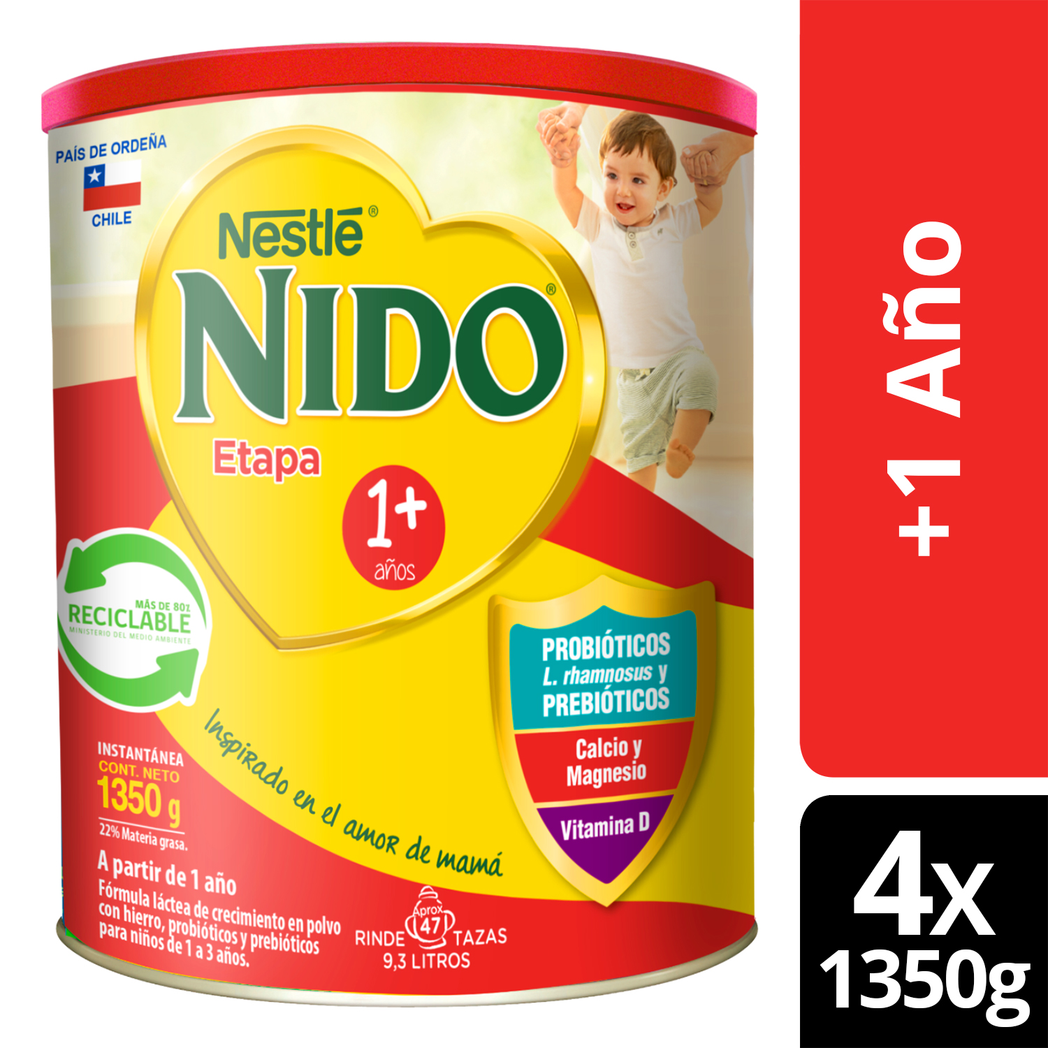 LECHE NIDO 1+ PROTECTUS® 1350G PACK X4 - 1