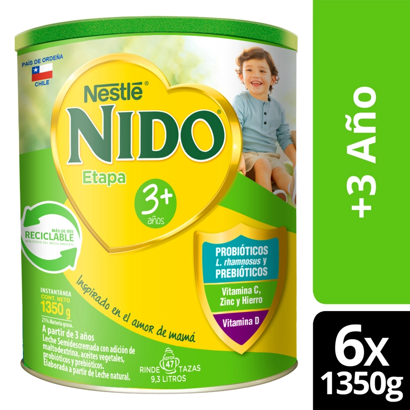 LECHE NIDO 3+ PROTECTUS® 1350G TARRO X6 - 1