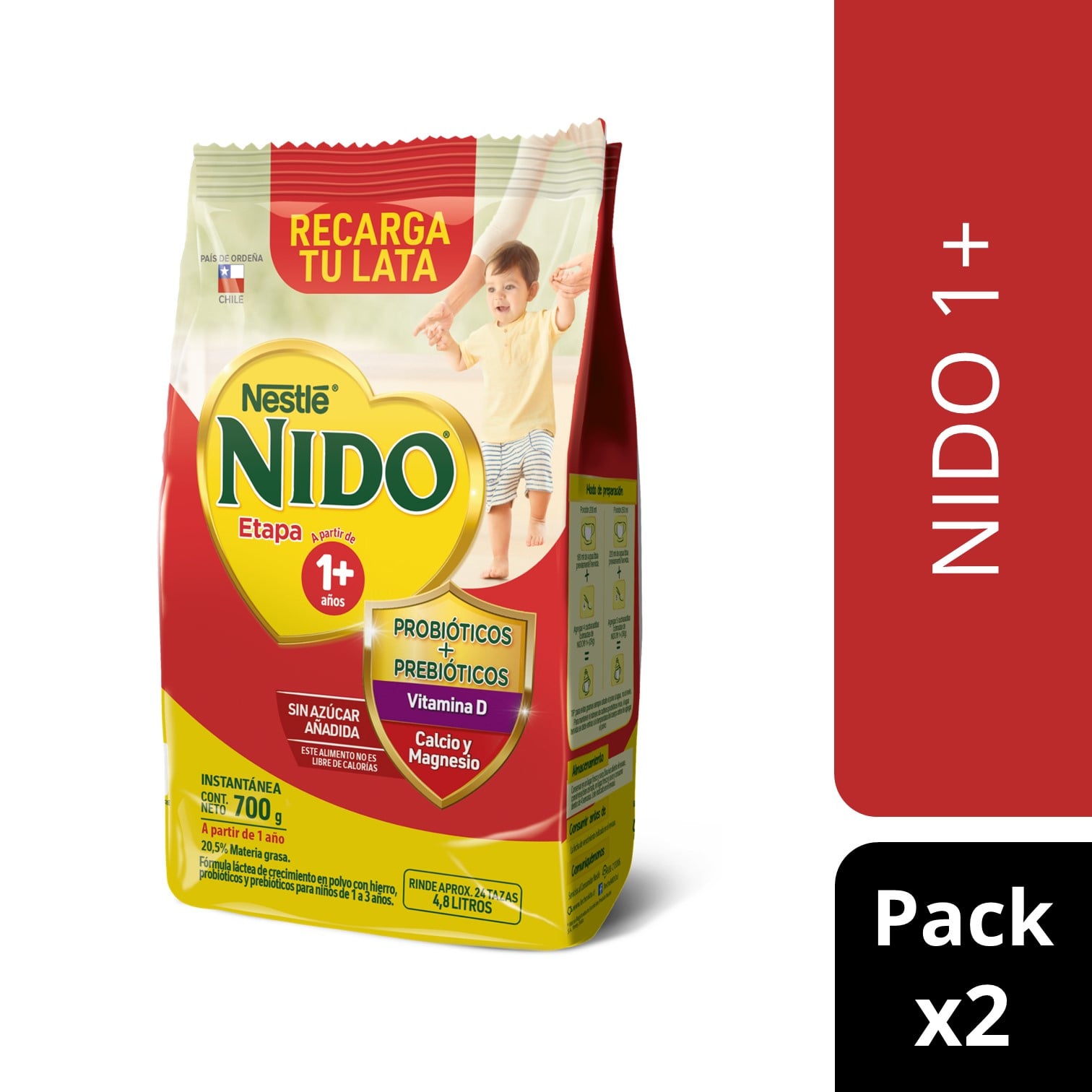 LECHE EN POLVO DESCREMADA NIDO 700 GR 2 UN BOLSA FÓRMULA LÁCTEA ETAPA 1+ - 1