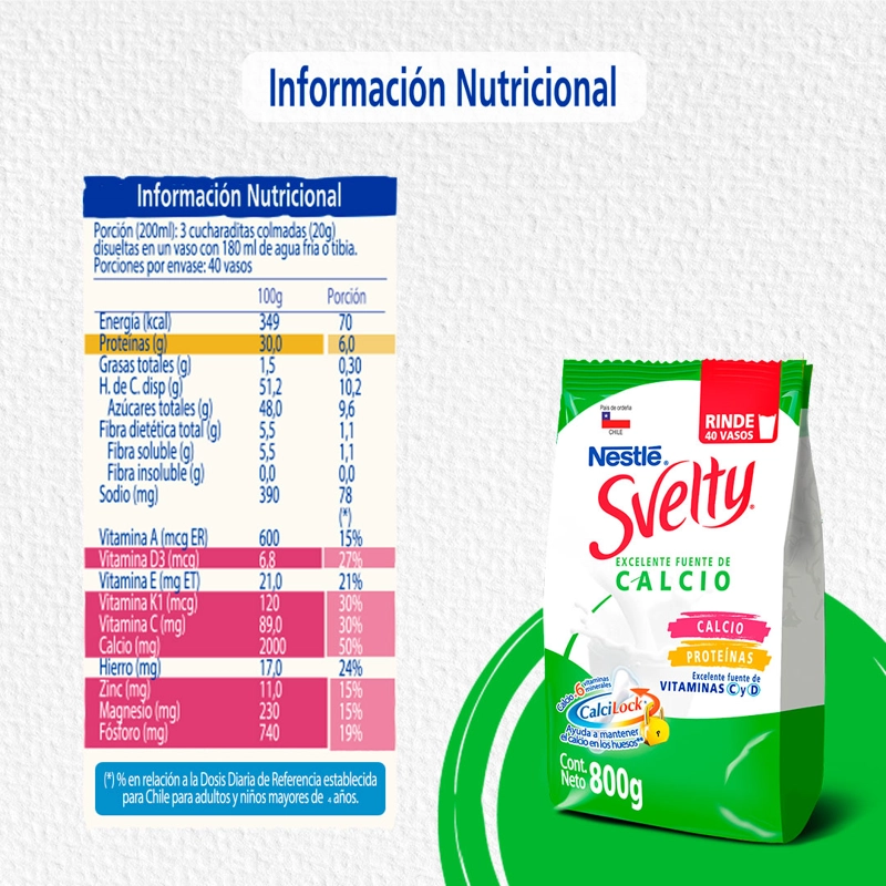 LECHE EN POLVO SVELTY® CALCILOCK EXTRA CALCIO  800G X2 - 2