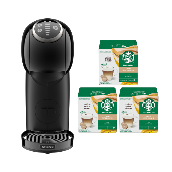 【美品】Nescafe Dolce Gusto GENIO S STAR CAFETERA GENIO S PLUS + CÁPSULAS DE CAFÉ STARBUCKS LATTE MACCHIATO