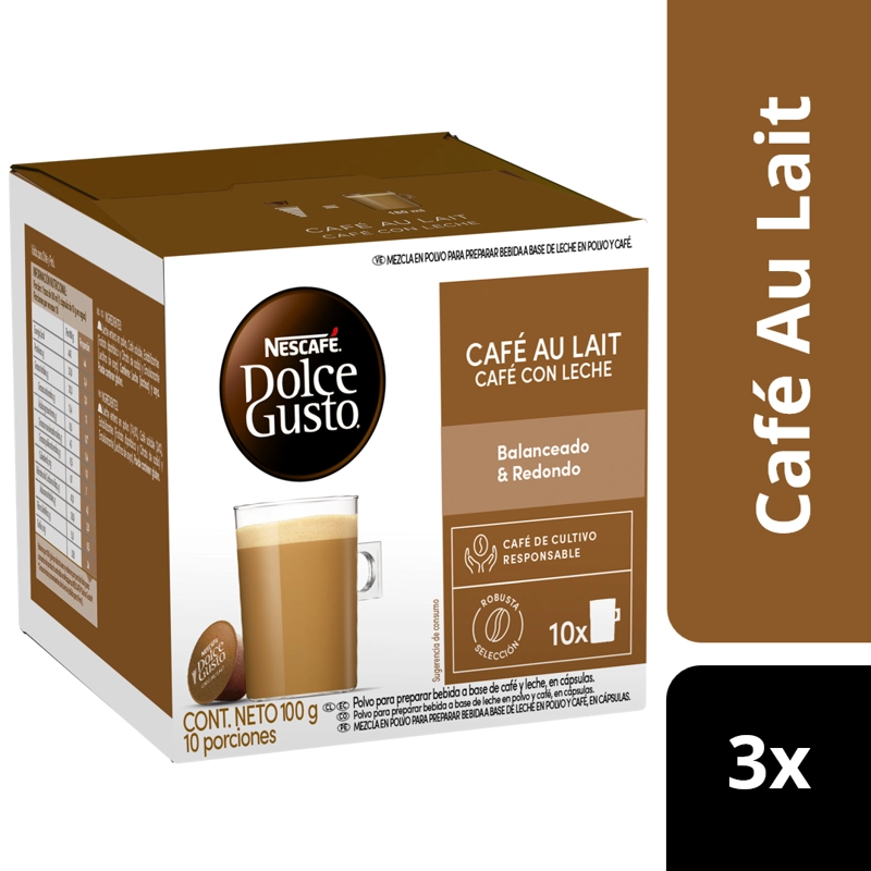 PACK 3 CAFÉ NESCAFÉ DOLCE GUSTO® CAFÉ AU LAIT 10 CÁPSULAS - 2