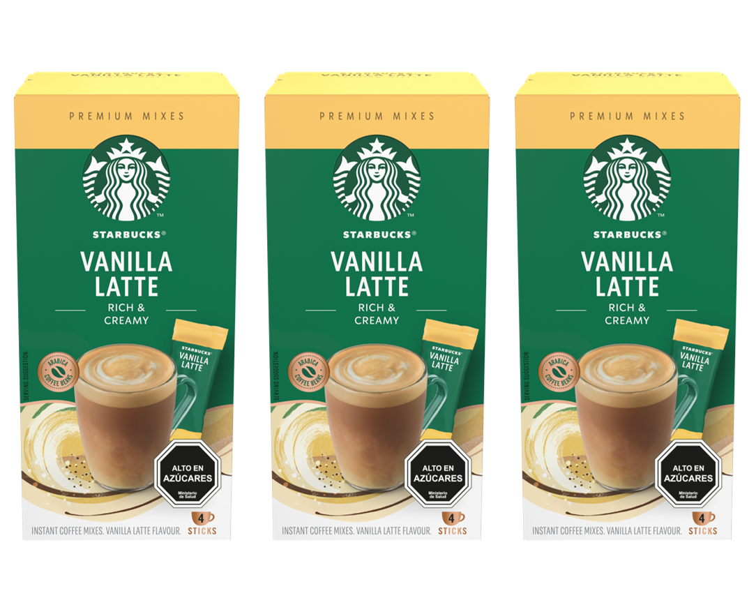 CAFÉ INSTANTÁNEO STARBUCKS® VANILLA LATTE (4 SOBRES)X3 CAJA - 1