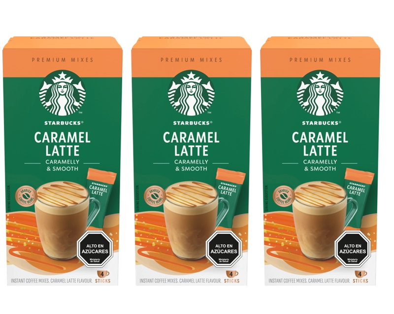 CAFÉ INSTANTÁNEO STARBUCKS® CARAMEL LATTE (4 SOBRES)X3 CAJAS - 1