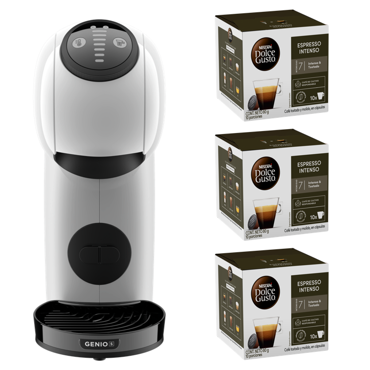 CAFETERA GENIO S WHITE + CÁPSULAS ESPRESSO INTENSO X3 CAJAS - 1