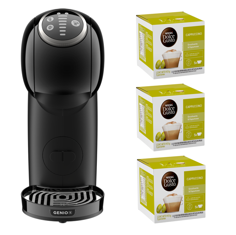 CAFETERA GENIO S PLUS BLACK + CÁPSULAS CAPPUCINO X3 CAJAS - 1