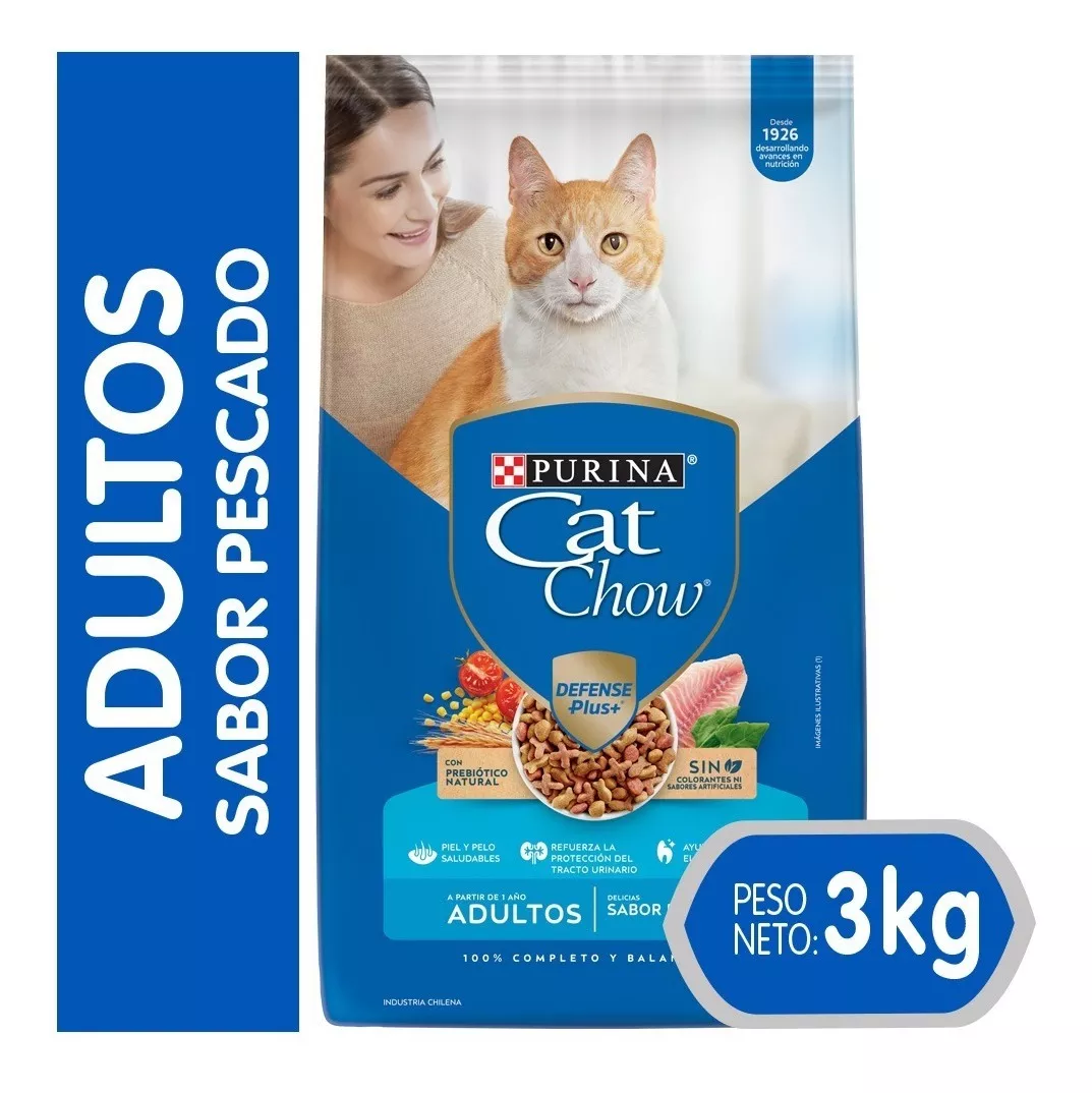 ALIMENTO SECO GATOS ADULTO CAT CHOW SABOR PESCADO 3 KG - 1