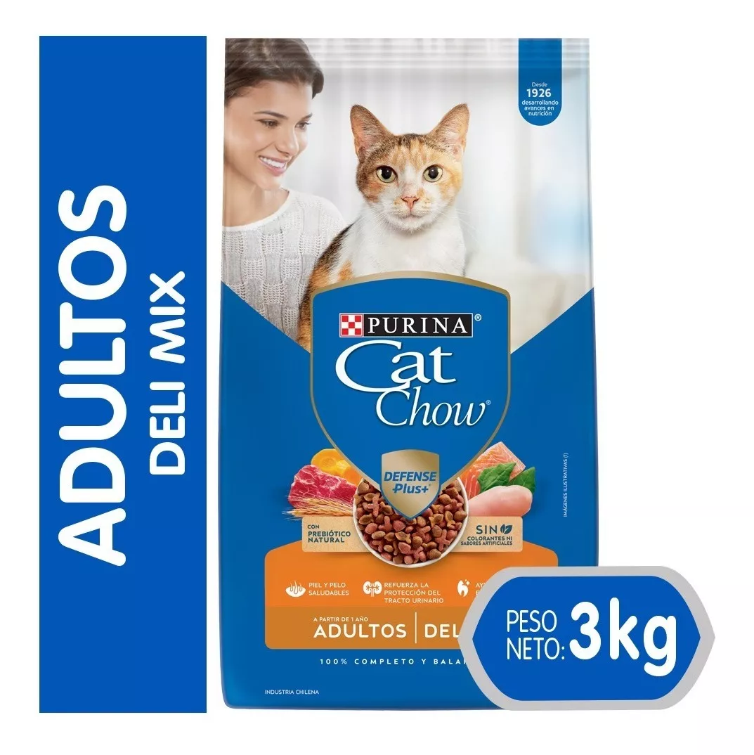 ALIMENTO SECO GATOS ADULTO CAT CHOW 3 KG DELIMIX - 1