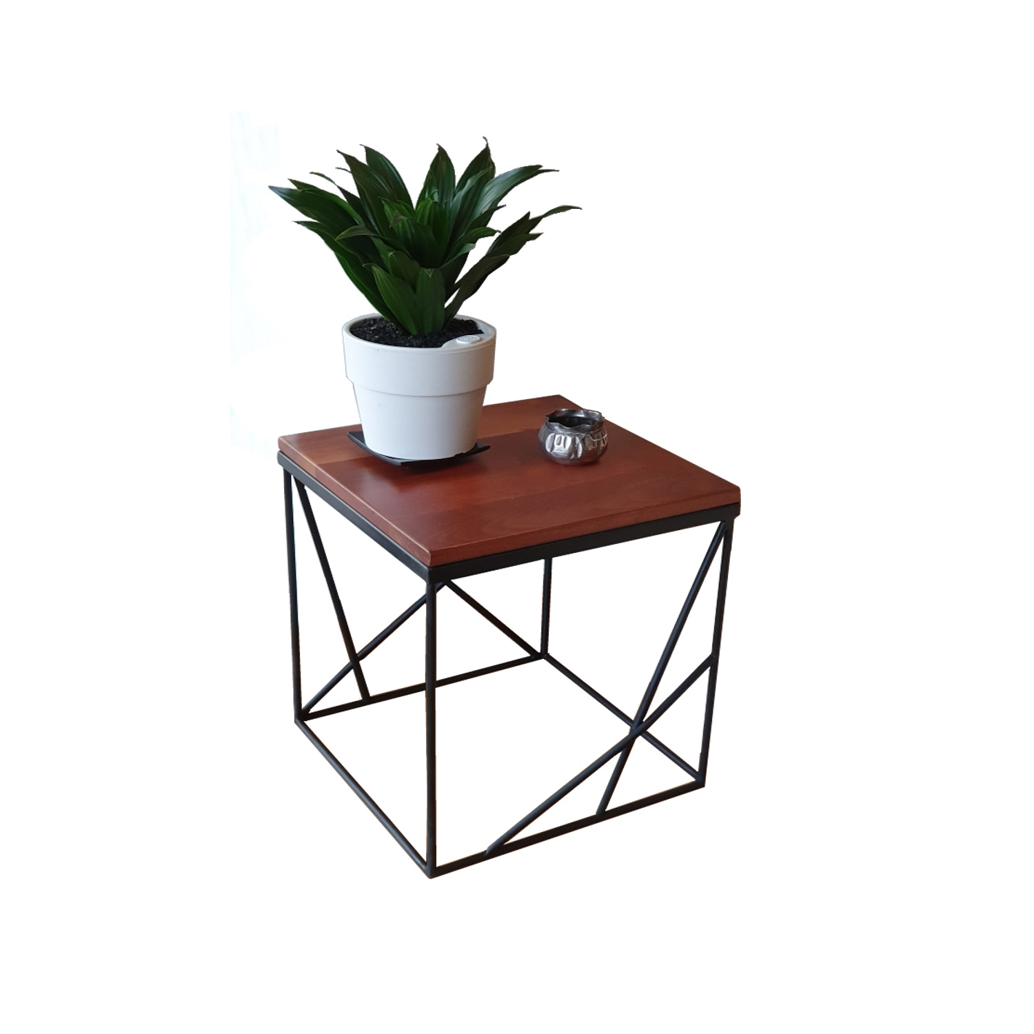 MESA LATERAL ILOFT OPERA L ROBLE 45X45 ACERO - 2