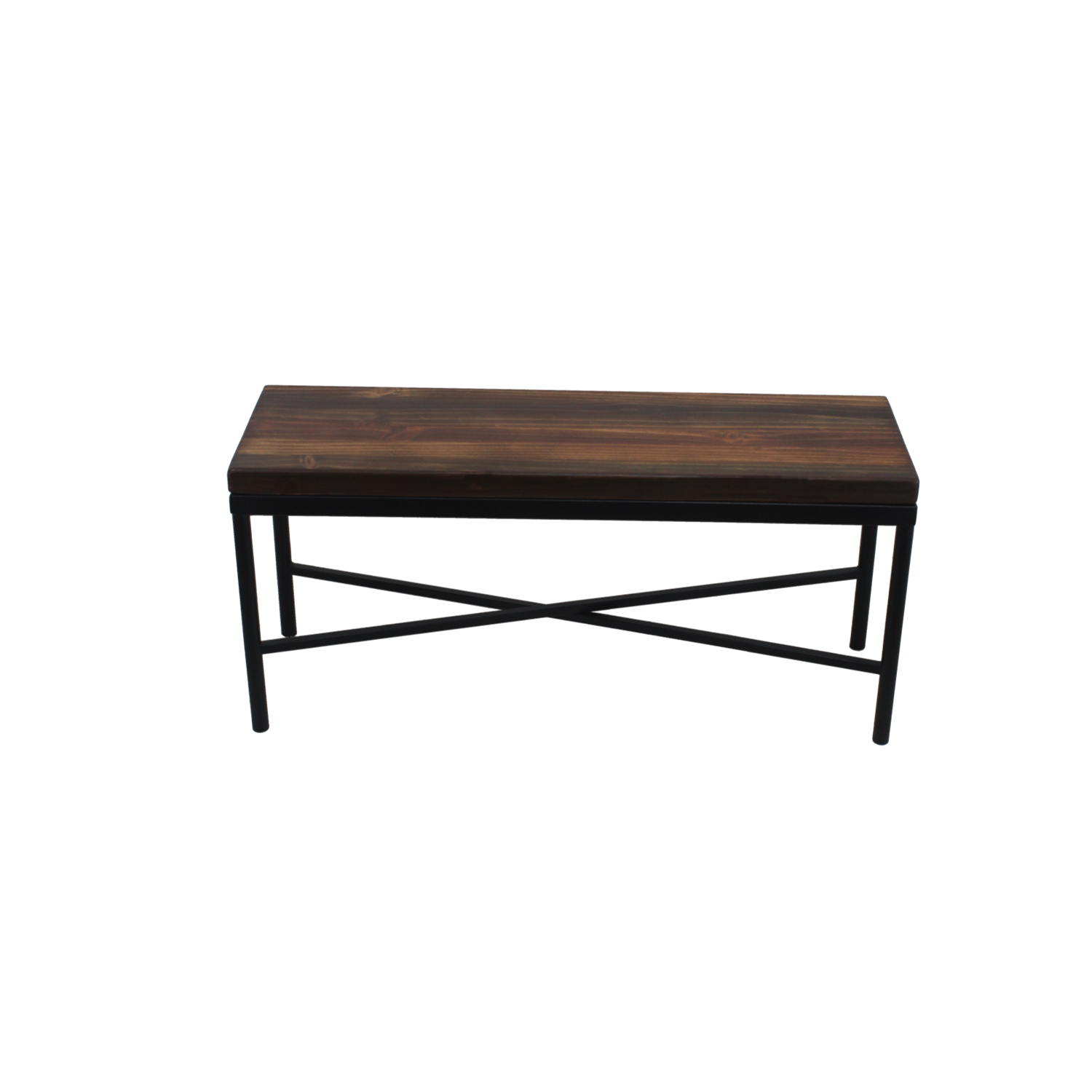 BANQUETA ILOFT BELFAST M ESTILO INDUSTRIAL FIERRO Y MADERA 100X30X42 TONO FOREST - 2