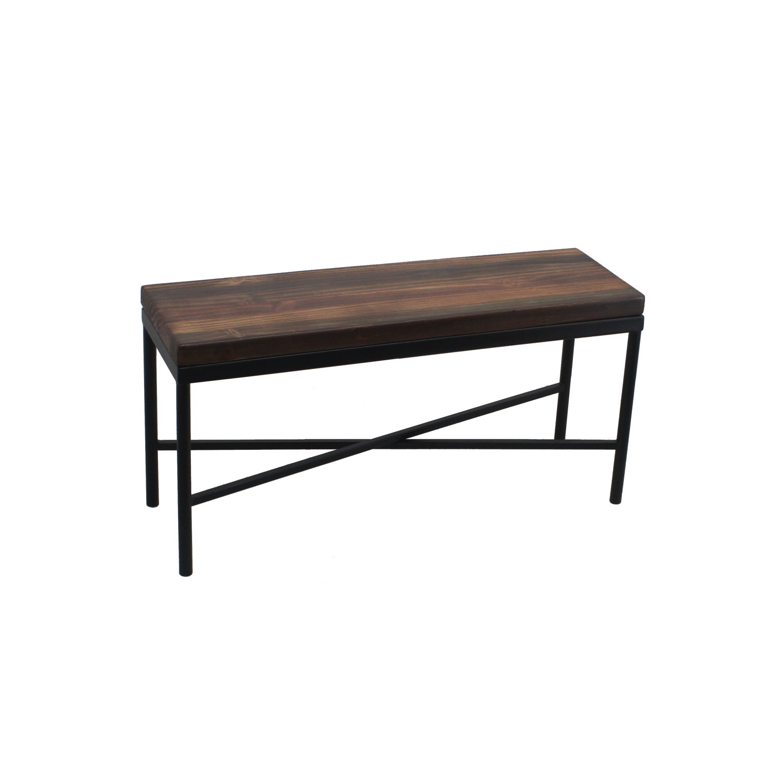 BANQUETA ILOFT BELFAST M ESTILO INDUSTRIAL FIERRO Y MADERA 100X30X42 TONO FOREST - 3