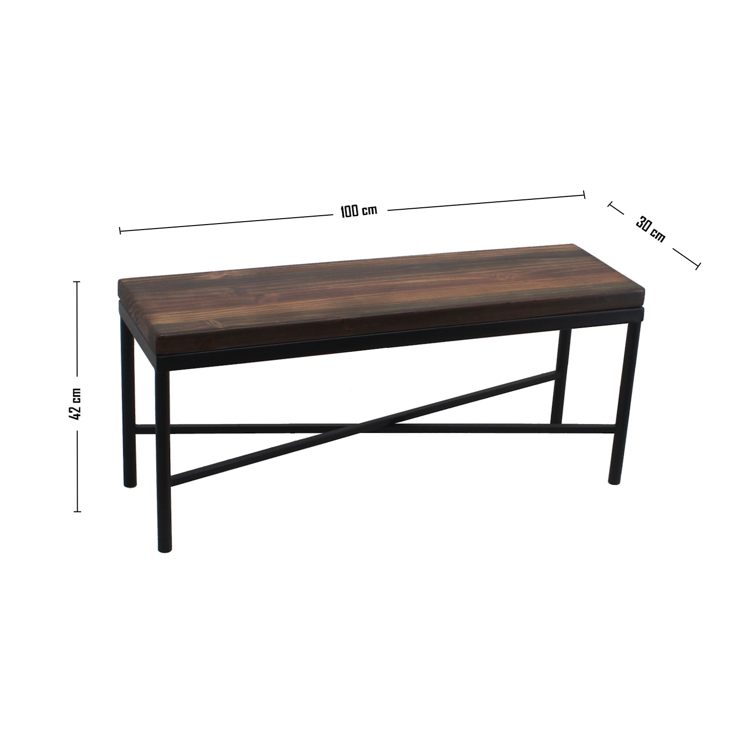 BANQUETA ILOFT BELFAST M ESTILO INDUSTRIAL FIERRO Y MADERA 100X30X42 TONO FOREST - 4