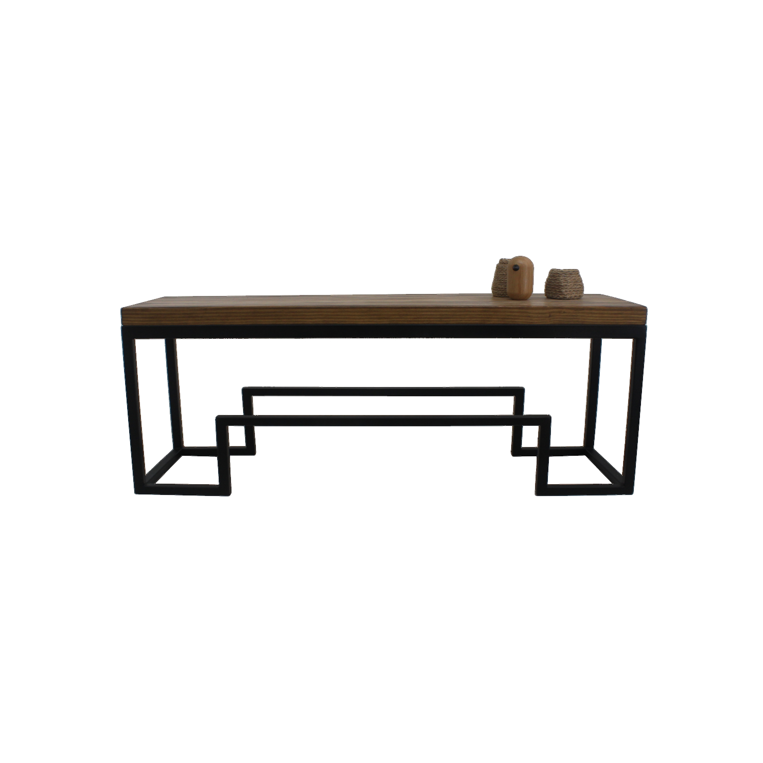 BANQUETA ILOFT VERSACE M ESTILO INDUSTRIAL FIERRO Y MADERA 100X30X44 TONO ARENA - 2