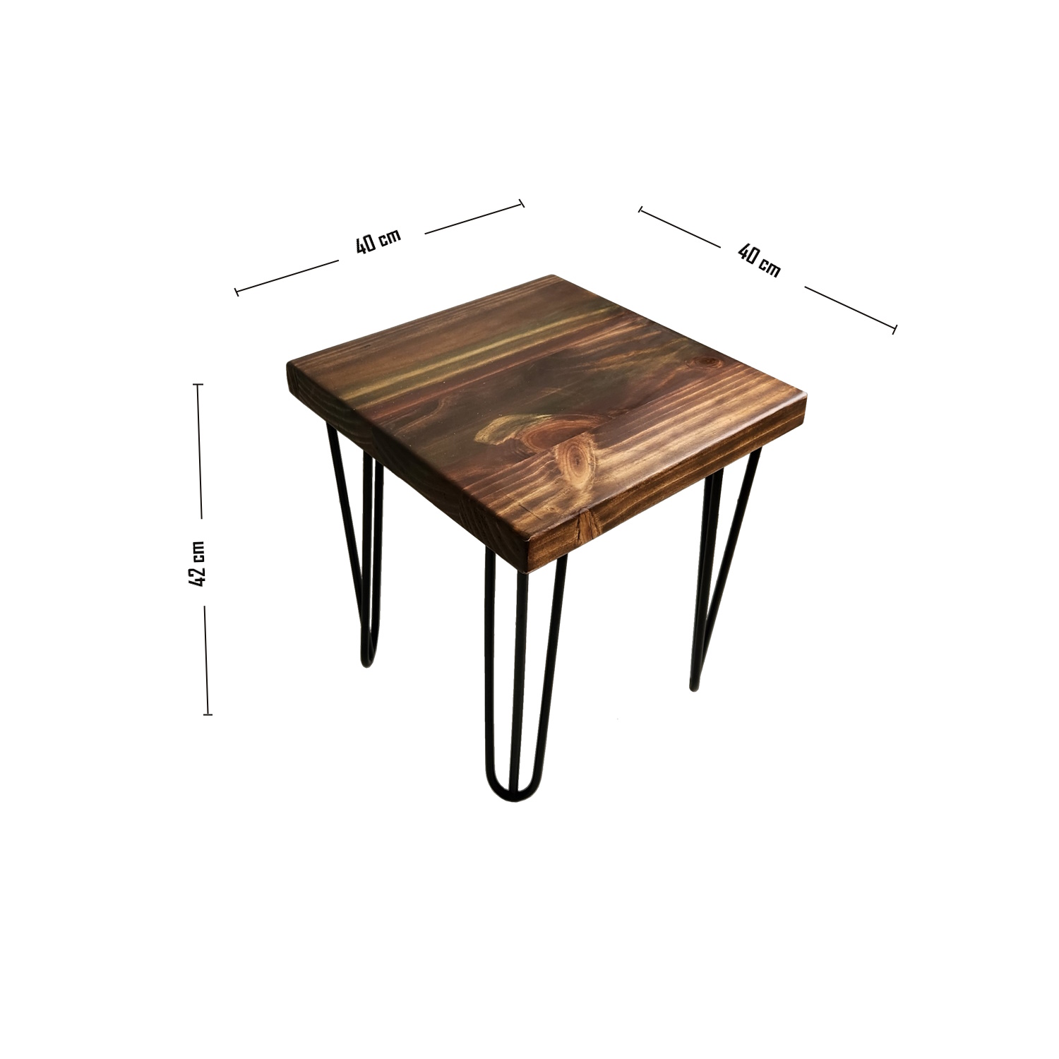 MESA LATERAL ILOFT ROTTERDAM FOREST M INDUSTRIAL FIERRO Y MADERA ESTILO HAIRPIN 40X40X42 ACERO - 3
