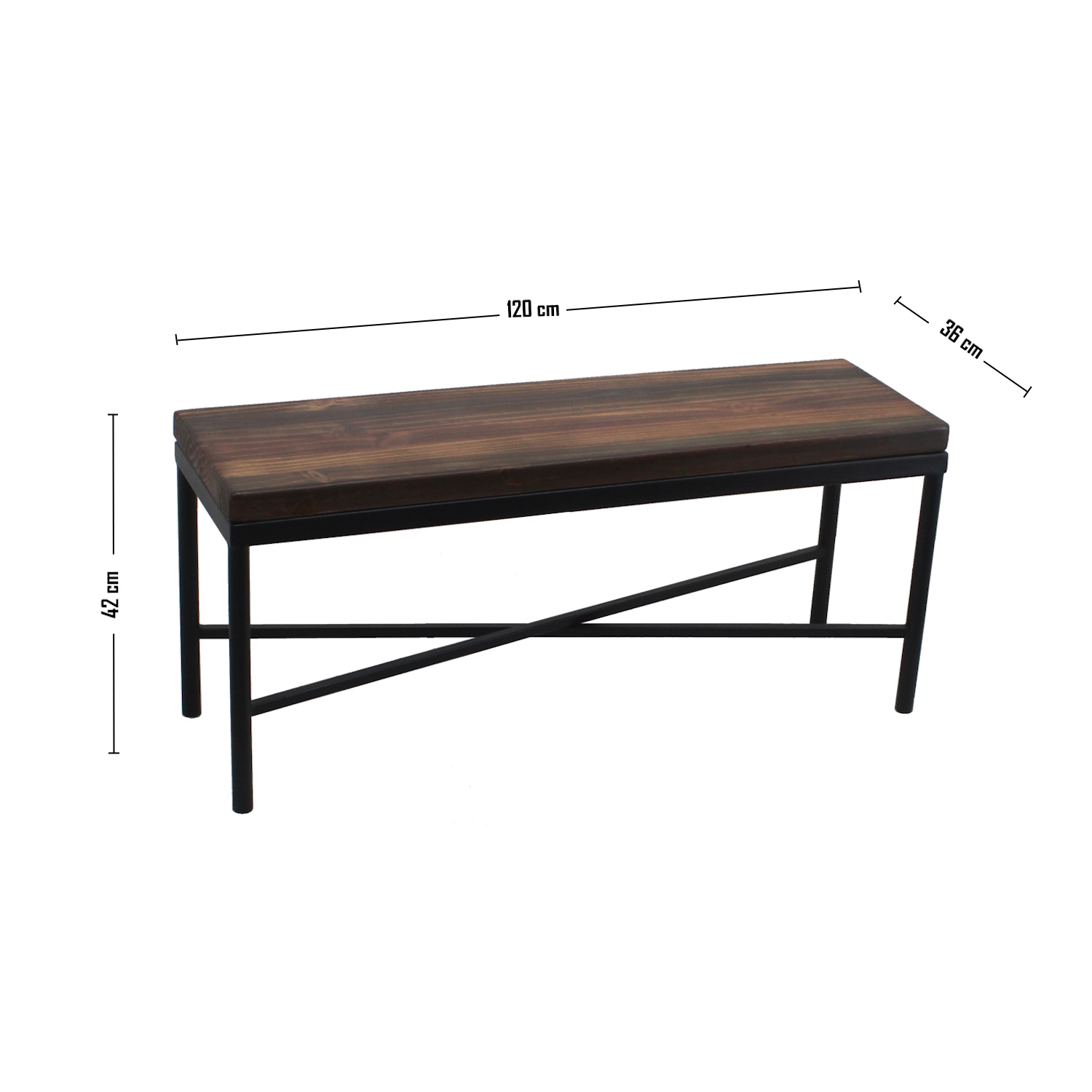 BANQUETA ILOFT BELFAST L ESTILO INDUSTRIAL FIERRO Y MADERA 120X36X42 TONO FOREST - 4