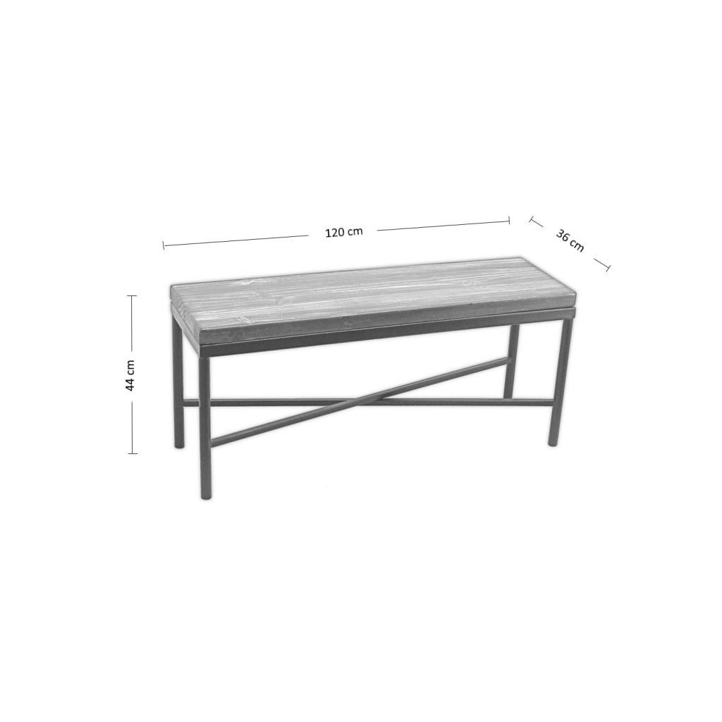BANQUETA ILOFT BELFAST L ESTILO INDUSTRIAL FIERRO Y MADERA 120X36X42 TONO FOREST - 5