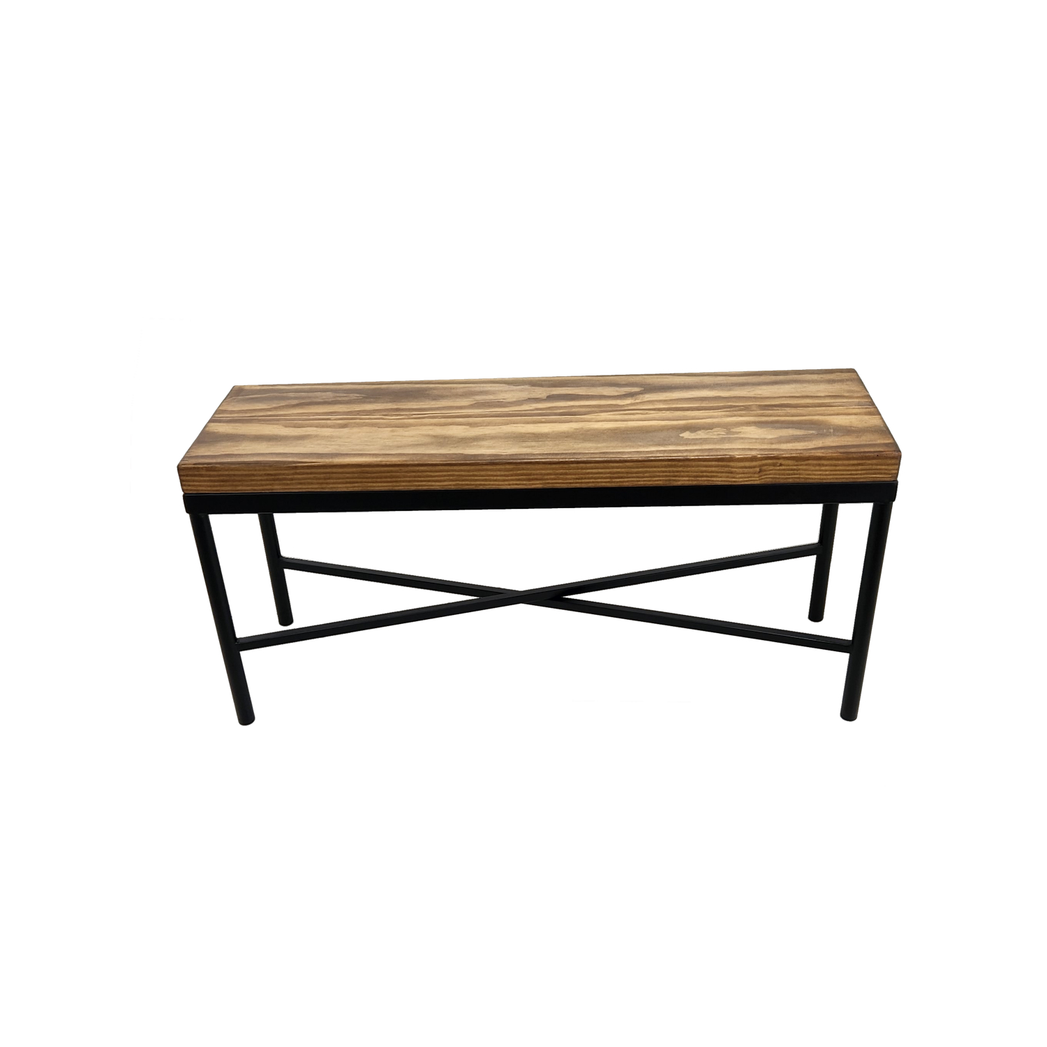 BANQUETA ILOFT BELFAST L ESTILO INDUSTRIAL FIERRO Y MADERA 120X36X42 TONO ARENA - 3