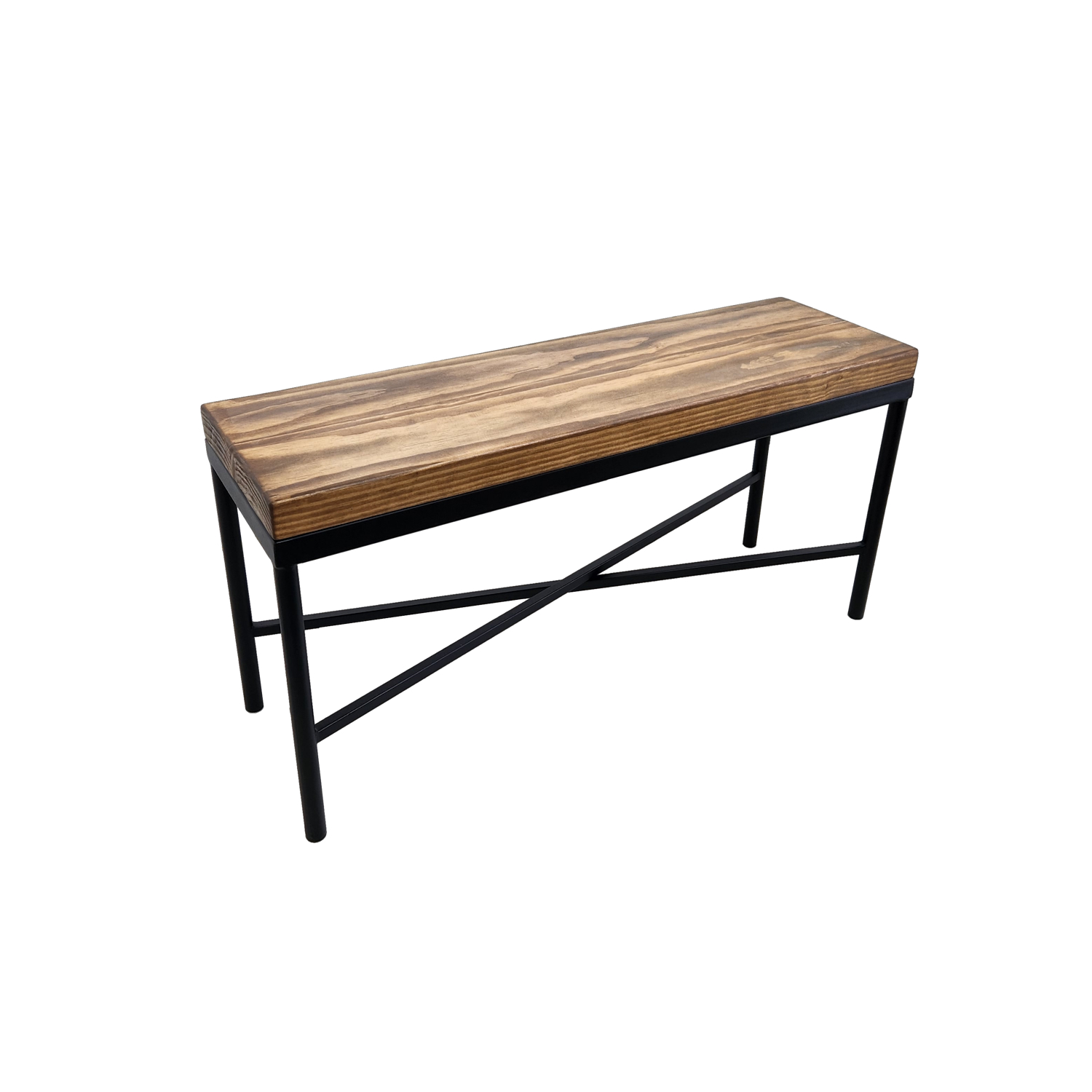 BANQUETA ILOFT BELFAST L ESTILO INDUSTRIAL FIERRO Y MADERA 120X36X42 TONO ARENA - 4