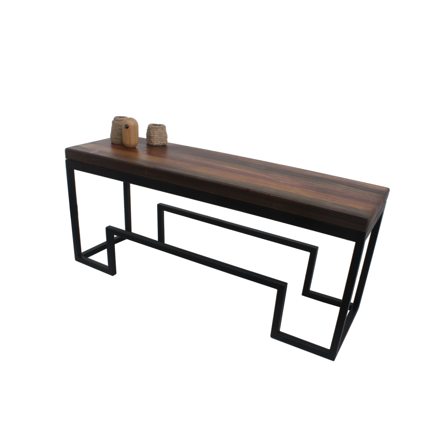 BANQUETA ILOFT VERSACE L ESTILO INDUSTRIAL FIERRO Y MADERA 120X36X44 TONO FOREST - 1
