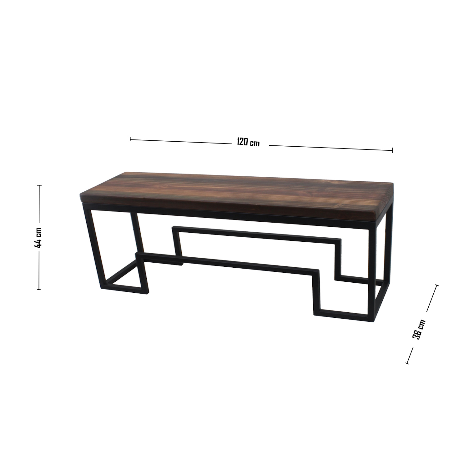BANQUETA ILOFT VERSACE L ESTILO INDUSTRIAL FIERRO Y MADERA 120X36X44 TONO FOREST - 4