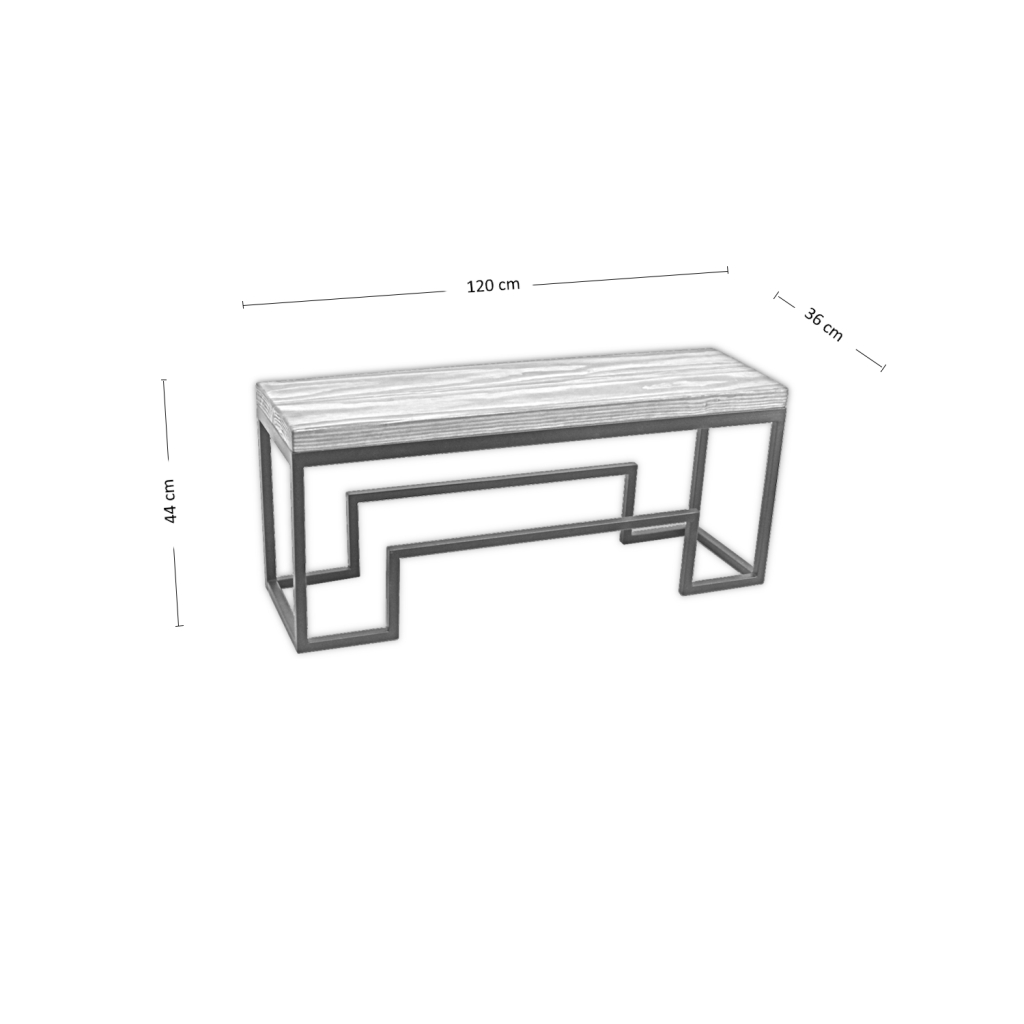 BANQUETA ILOFT VERSACE L ESTILO INDUSTRIAL FIERRO Y MADERA 120X36X44 TONO FOREST - 5