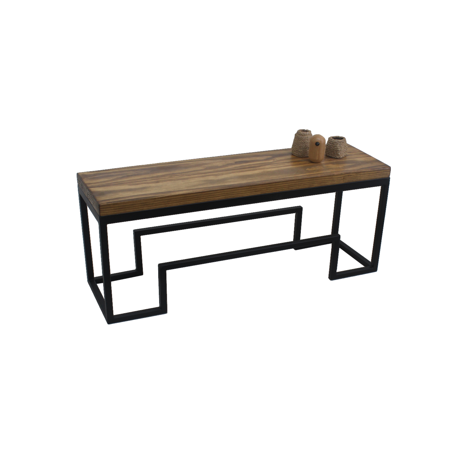BANQUETA ILOFT VERSACE L ESTILO INDUSTRIAL FIERRO Y MADERA 120X36X44 TONO ARENA - 1