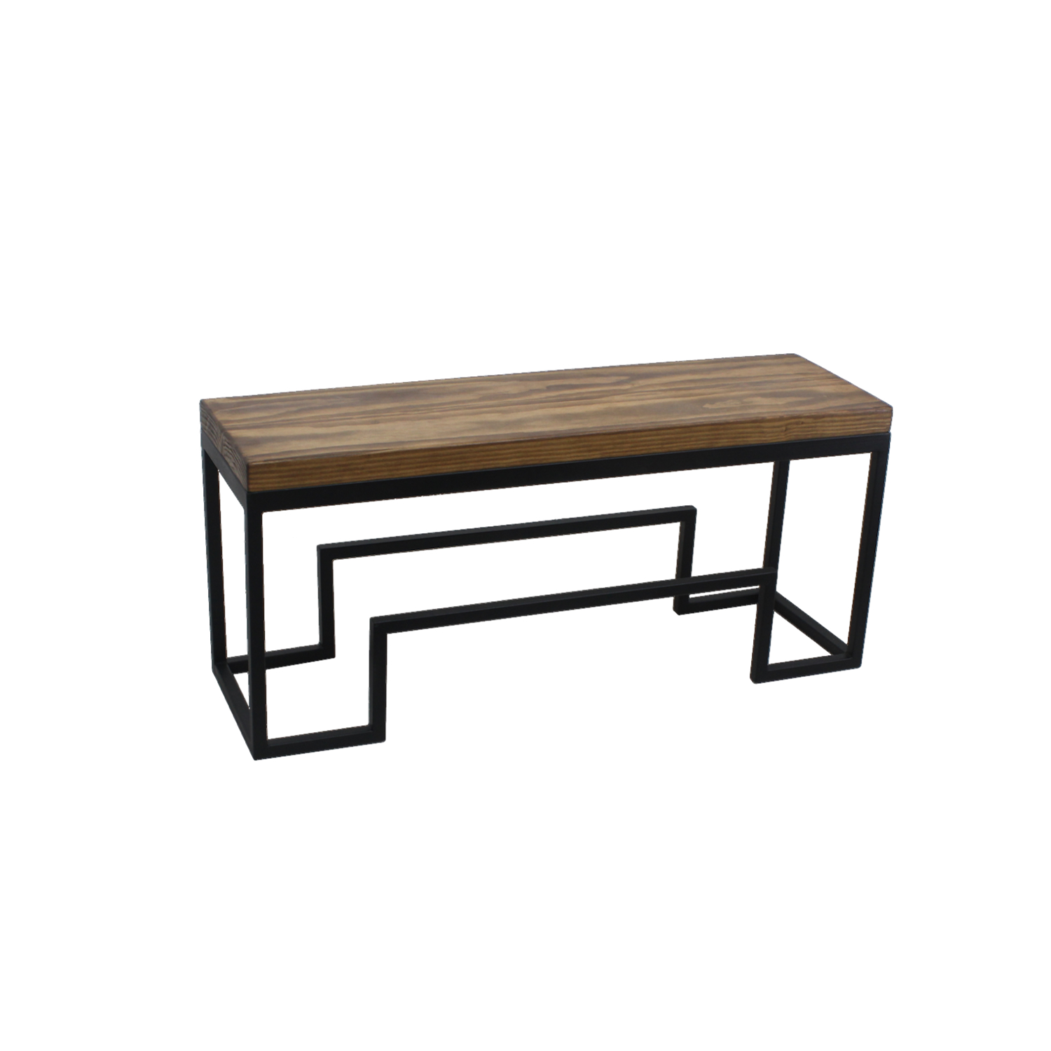 BANQUETA ILOFT VERSACE L ESTILO INDUSTRIAL FIERRO Y MADERA 120X36X44 TONO ARENA - 2