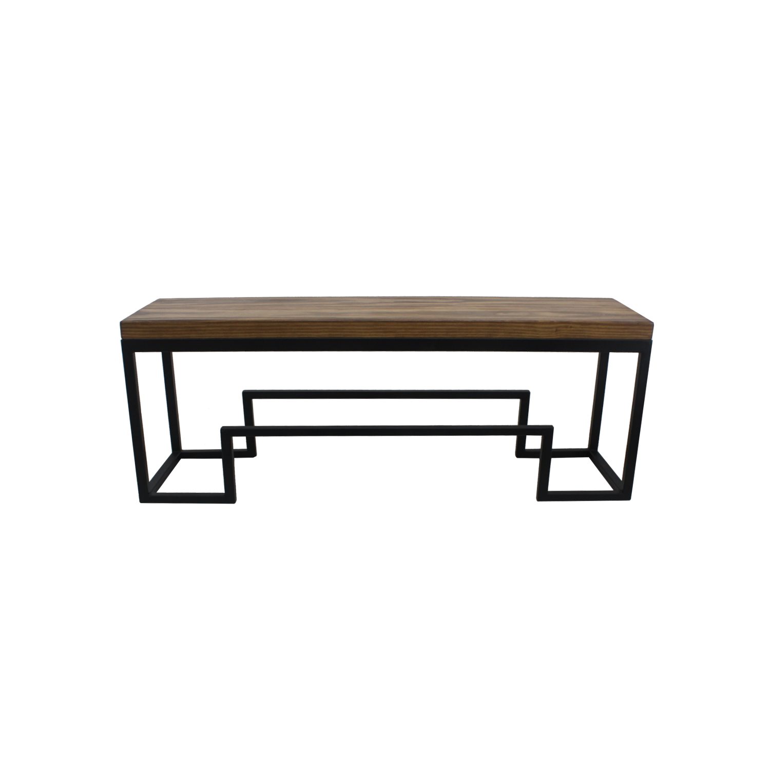 BANQUETA ILOFT VERSACE L ESTILO INDUSTRIAL FIERRO Y MADERA 120X36X44 TONO ARENA - 3