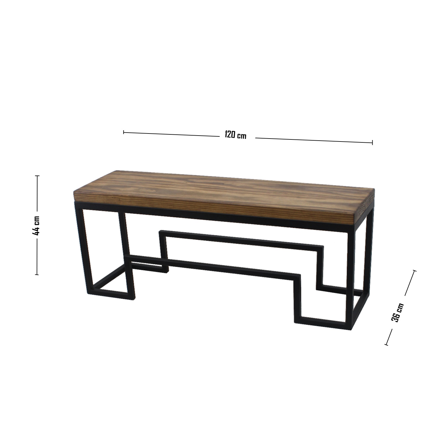BANQUETA ILOFT VERSACE L ESTILO INDUSTRIAL FIERRO Y MADERA 120X36X44 TONO ARENA - 4