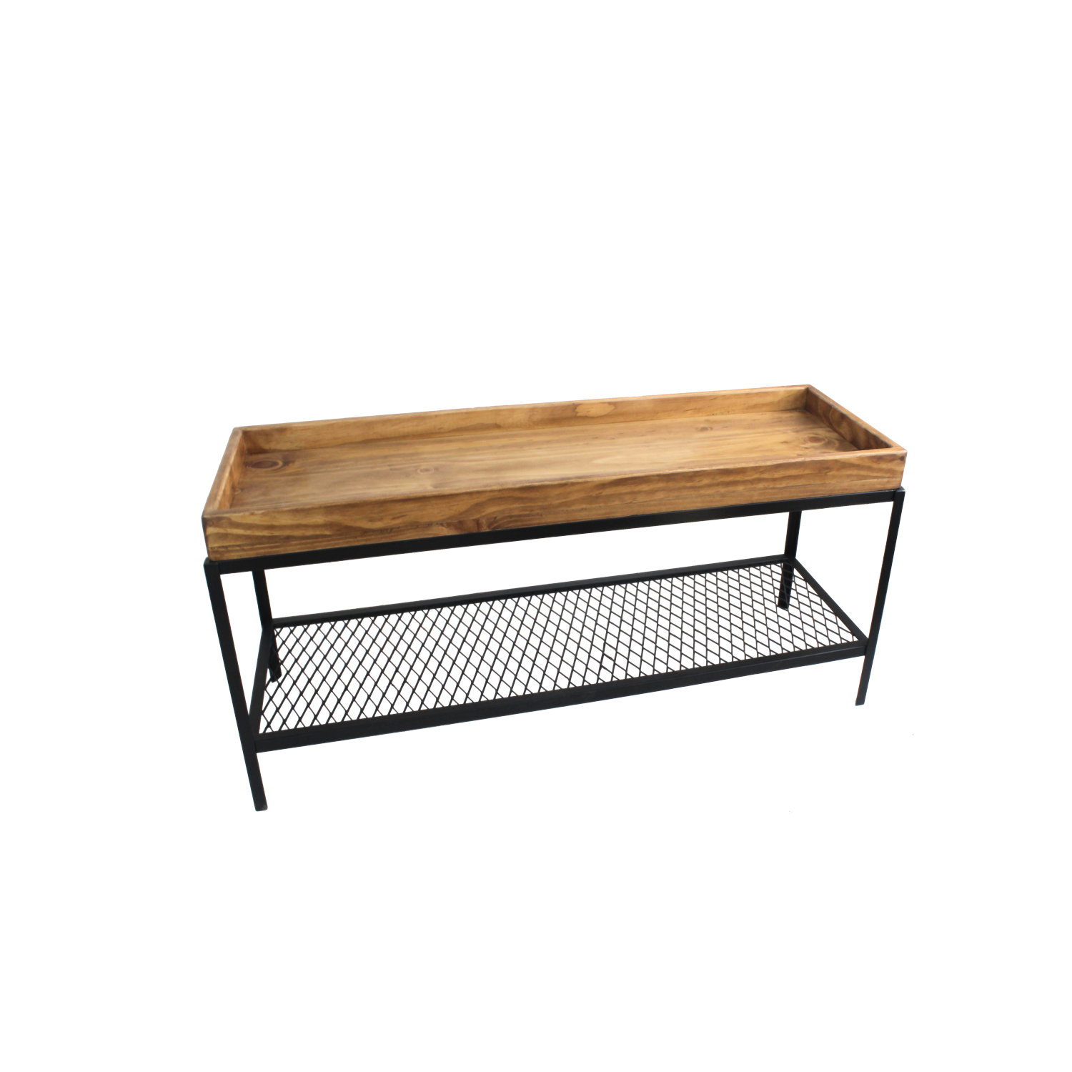 MESA LATERAL ILOFT ALCALÁ M INDUSTRIAL FIERRO Y MADERA ESTILO HAIRPIN 110X34X46 ACERO - 2