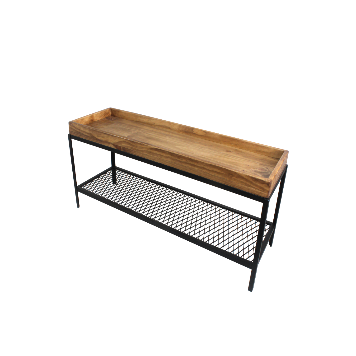 MESA LATERAL ILOFT ALCALÁ M INDUSTRIAL FIERRO Y MADERA ESTILO HAIRPIN 110X34X46 ACERO - 3