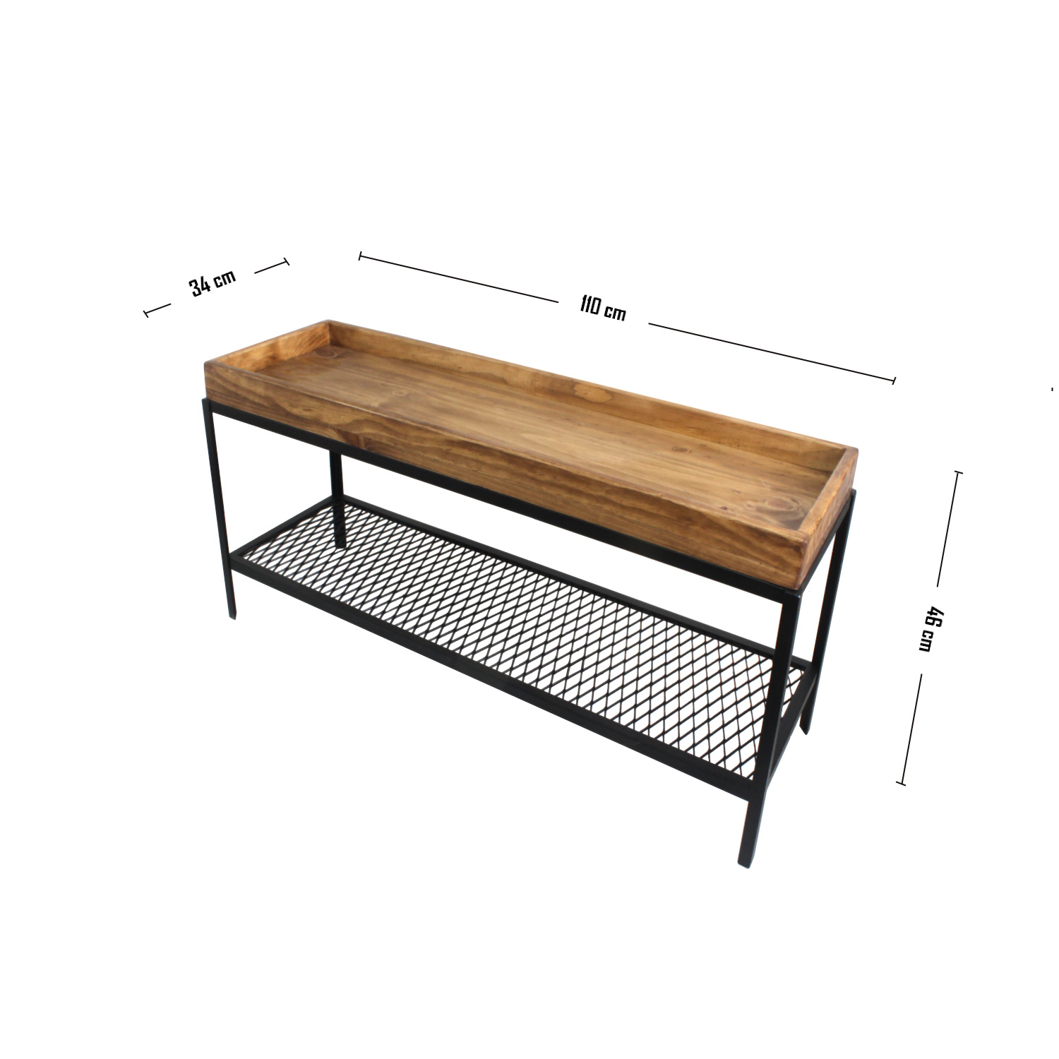 MESA LATERAL ILOFT ALCALÁ M INDUSTRIAL FIERRO Y MADERA ESTILO HAIRPIN 110X34X46 ACERO - 4