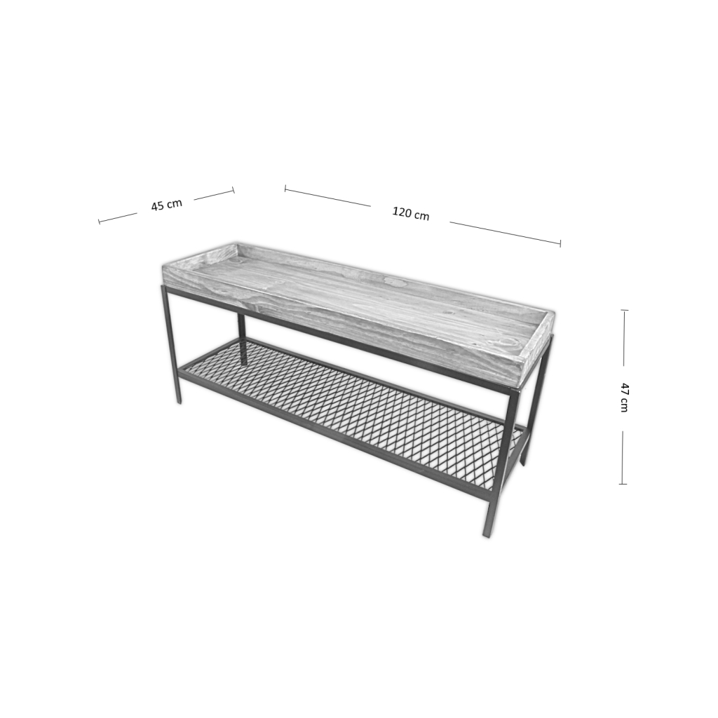 MESA LATERAL ILOFT ALCALÁ M INDUSTRIAL FIERRO Y MADERA ESTILO HAIRPIN 110X34X46 ACERO - 5