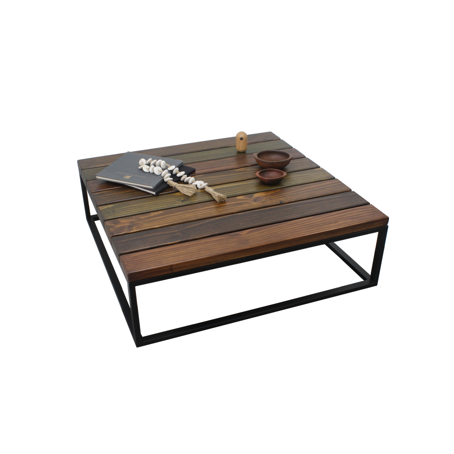 MESA CENTRO ILOFT CANTABRIA M INDUSTRIAL FIERRO Y MADERA 100X100X35 ACERO - 2