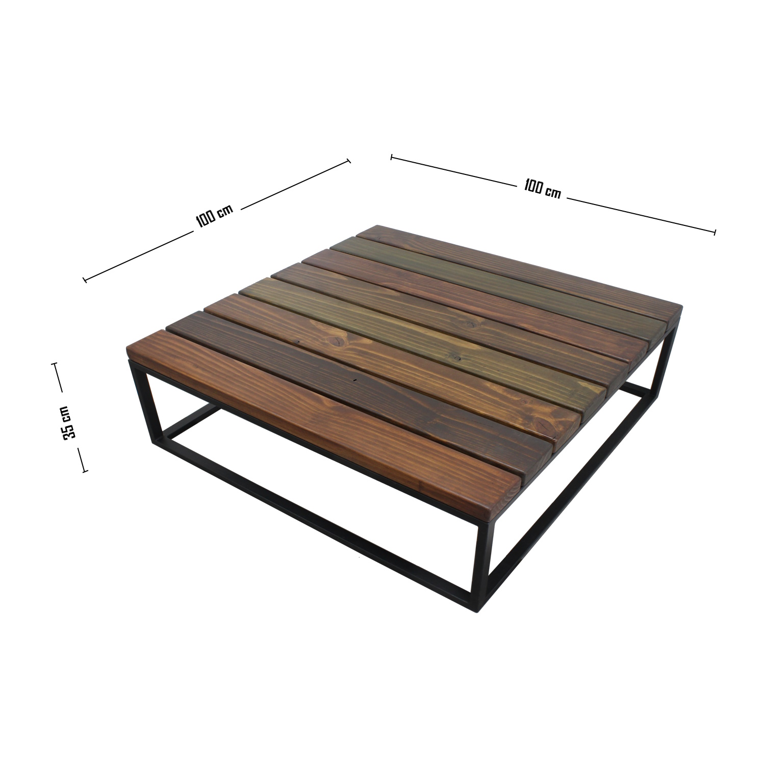 MESA CENTRO ILOFT CANTABRIA M INDUSTRIAL FIERRO Y MADERA 100X100X35 ACERO - 5